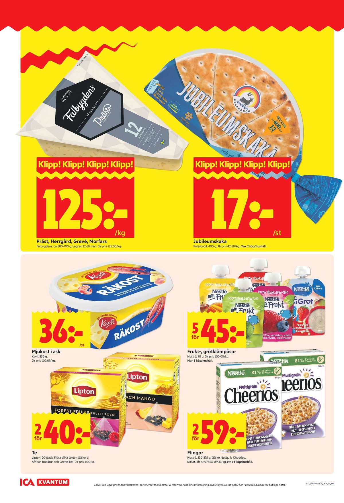 Se ICA Kvantum reklamblad för vecka 12 på Kampanjveckan.se. Se bra erbjudanden på många varor, t.ex. morfars falbygdens eller grevé falbygdens. Läs reklambladet här! Sida 6
