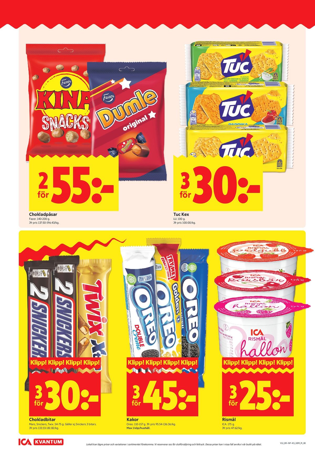 Se ICA Kvantum reklamblad för vecka 12 på Kampanjveckan.se. Se bra erbjudanden på många varor, t.ex. godispåsar dumle eller godispåsar kina snacks. Läs reklambladet här! Sida 8
