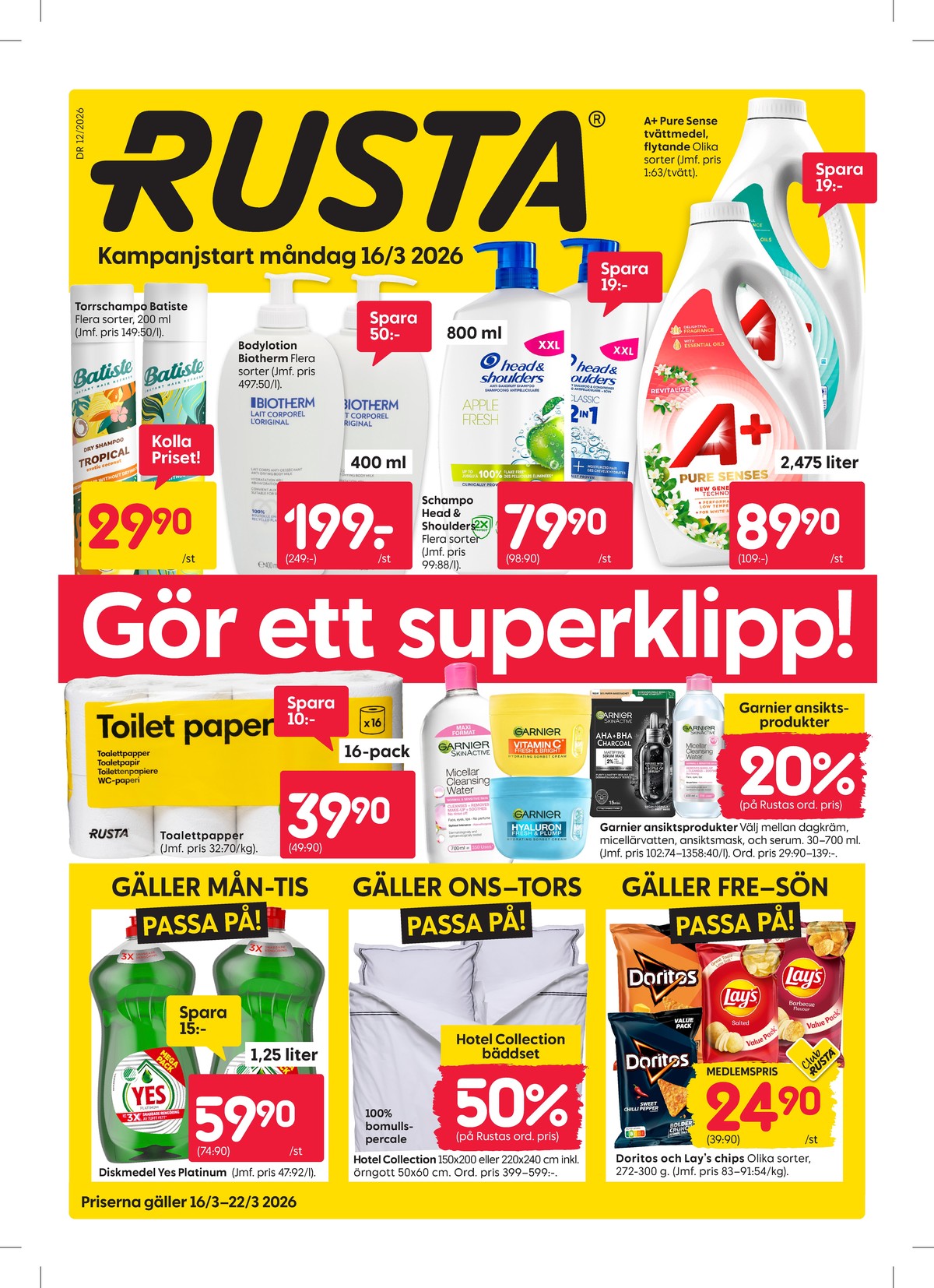 Se Rusta reklamblad för vecka 12 på Kampanjveckan.se. Se bra erbjudanden på många varor. Läs reklambladet här! Sida 1