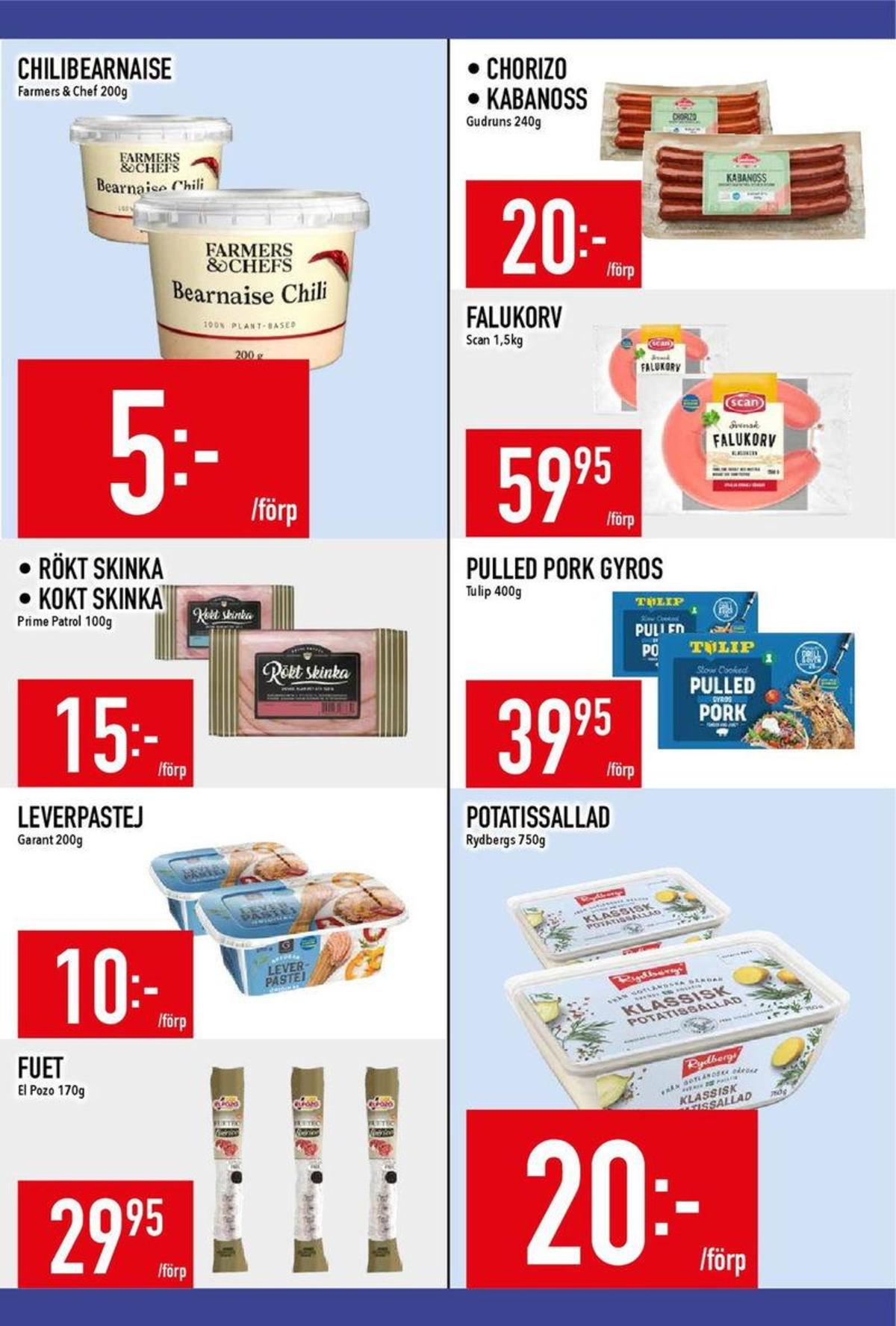 Se MatDax reklamblad för vecka 12 på Kampanjveckan.se. Se bra erbjudanden på många varor, t.ex. chilibearnaise farmers & chefs eller skinka rökt prime patrol. Läs reklambladet här! Sida 10
