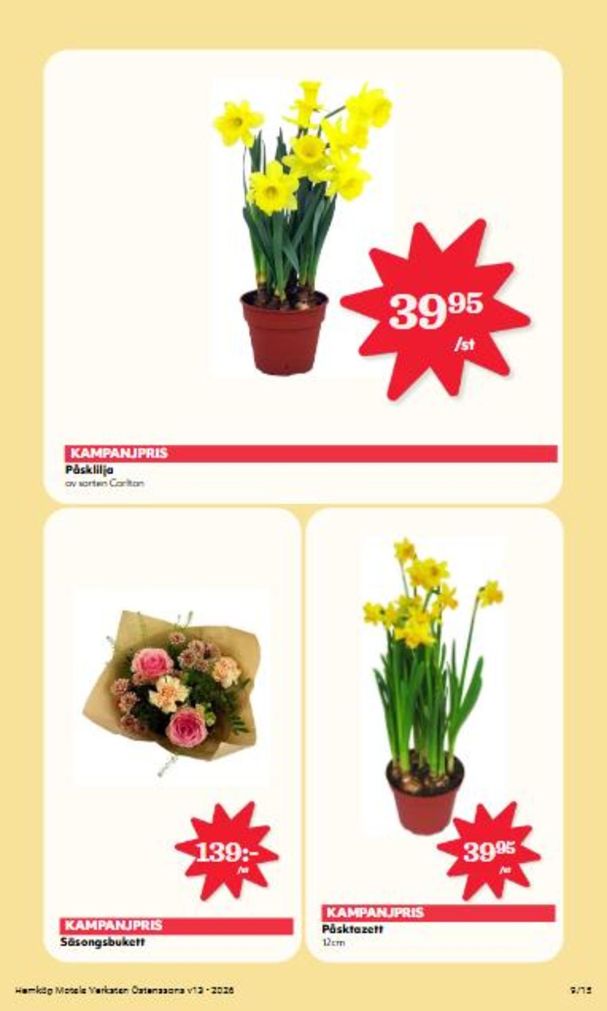 Se Östenssons reklamblad för vecka 13 på Kampanjveckan.se. Se bra erbjudanden på många varor, t.ex. plantor okänd eller blommor okänd. Läs reklambladet här! Sida 9
