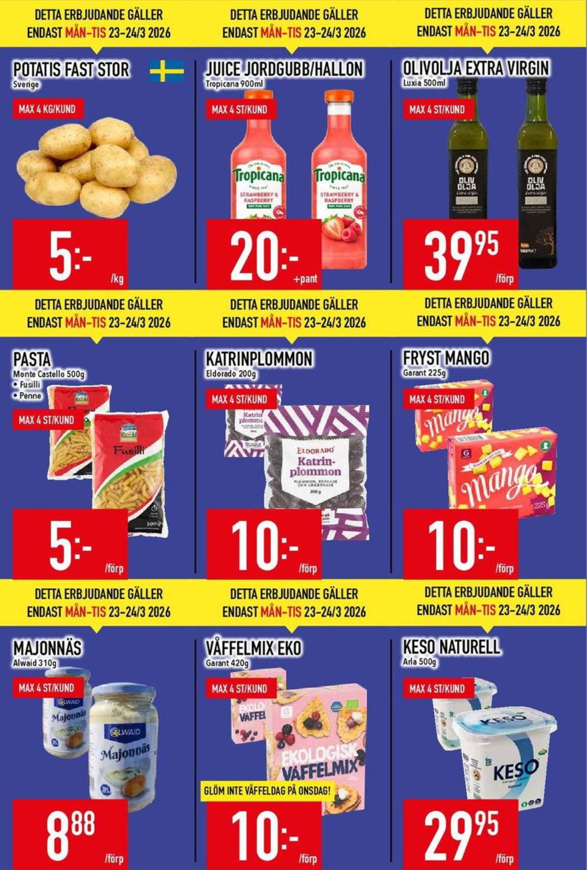 Se MatDax reklamblad för vecka 13 på Kampanjveckan.se. Se bra erbjudanden på många varor. Läs reklambladet här! Sida 2