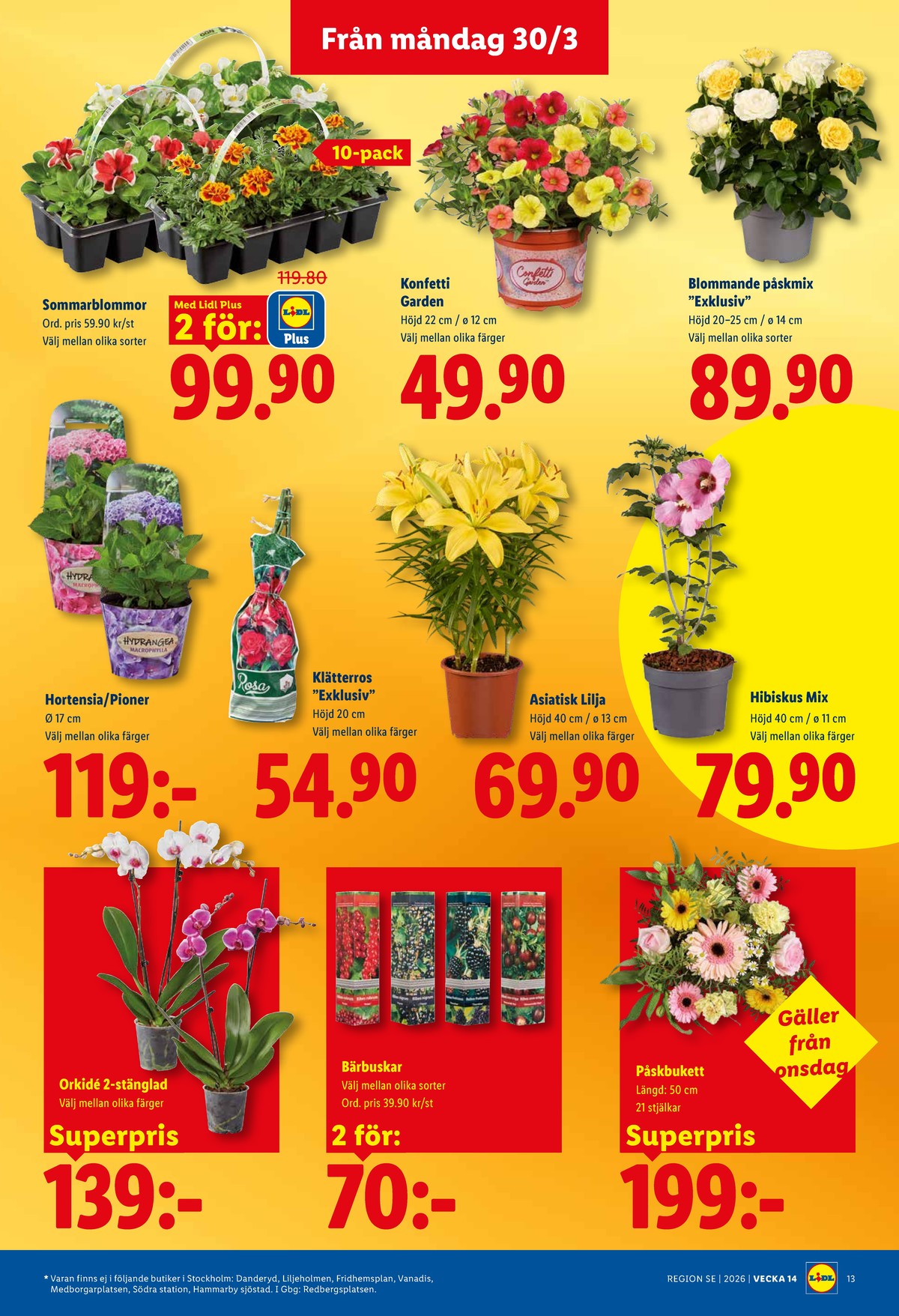 Se Lidl reklamblad för vecka 14 på Kampanjveckan.se. Se bra erbjudanden på många varor, t.ex. plantor okänd eller andra varor. Läs reklambladet här! Sida 15