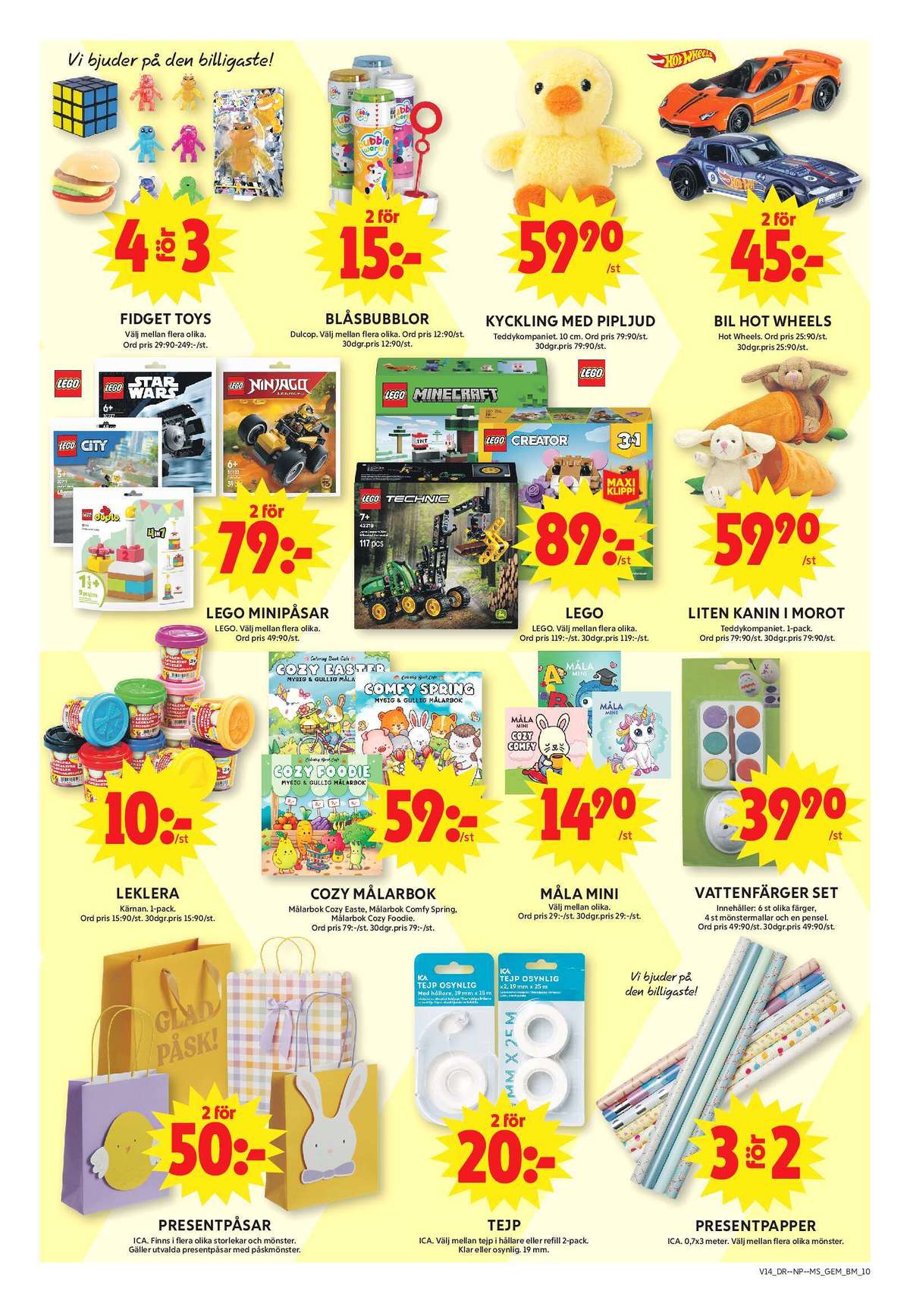 Se ICA Maxi reklamblad för vecka 14 på Kampanjveckan.se. Se bra erbjudanden på många varor, t.ex. leksaker okänd eller såpbubblor dulcop. Läs reklambladet här! Sida 15
