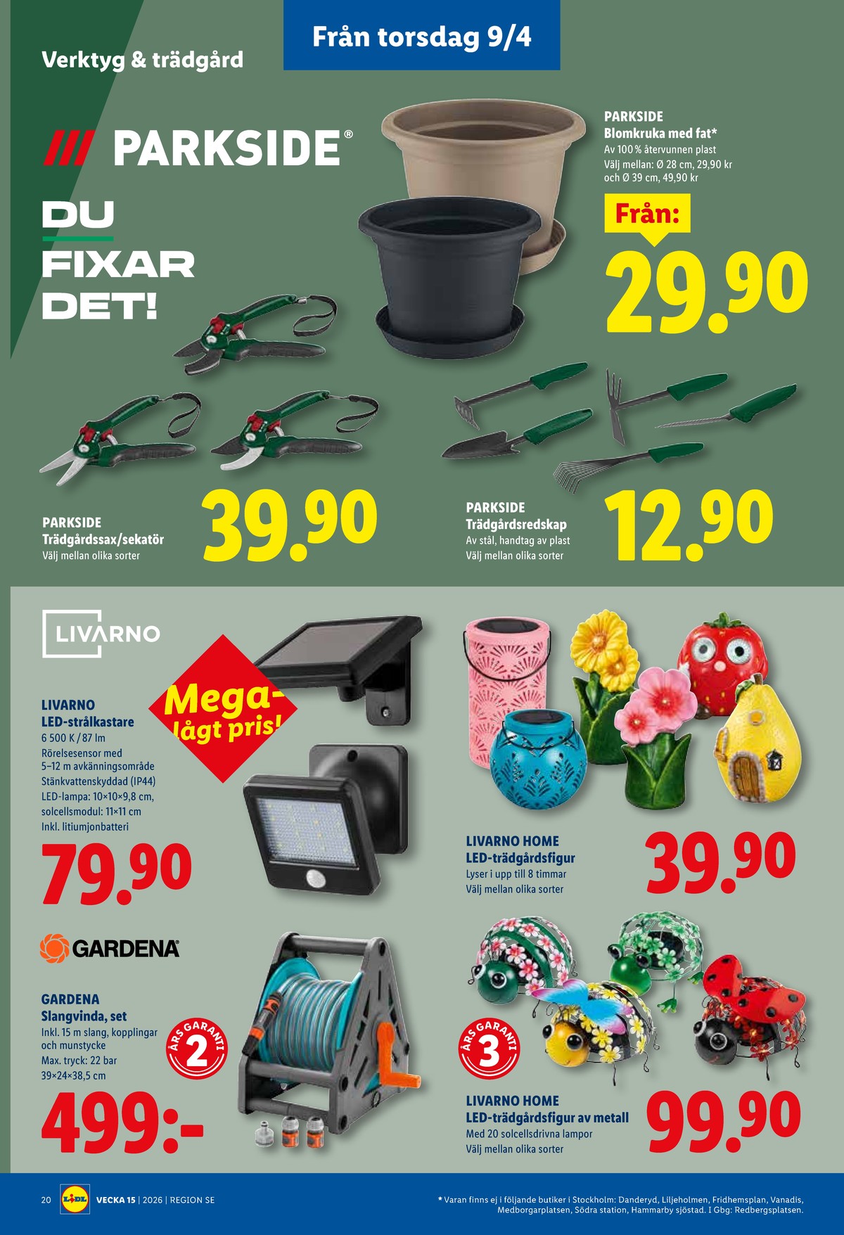 Se Lidl reklamblad för vecka 15 på Kampanjveckan.se. Se bra erbjudanden på många varor, t.ex. ljusdekoration livarno eller krukor parkside. Läs reklambladet här! Sida 23
