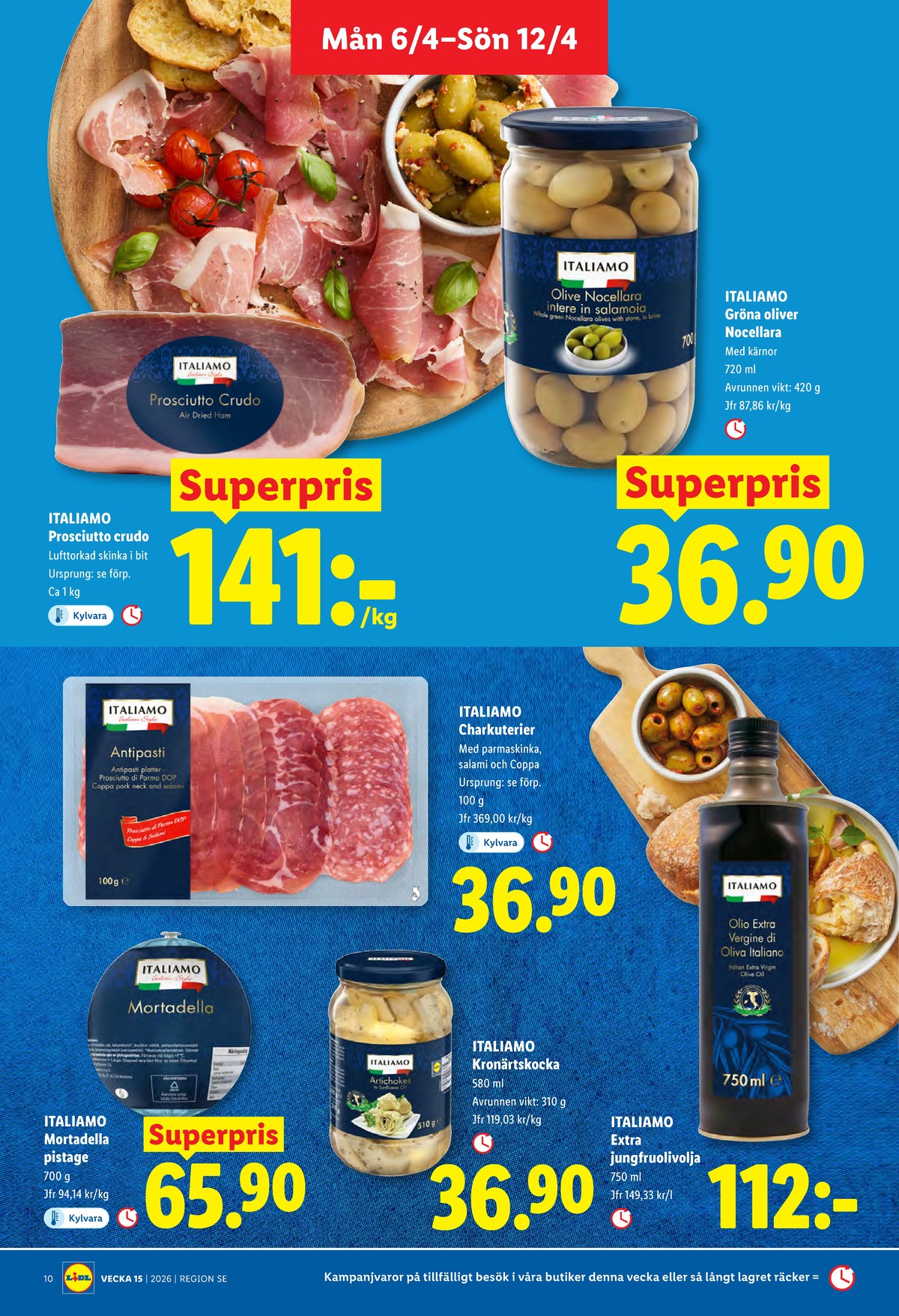 Se Lidl reklamblad för vecka 15 på Kampanjveckan.se. Se bra erbjudanden på många varor, t.ex. mortadella italiamo eller antipasto italiamo. Läs reklambladet här! Sida 10
