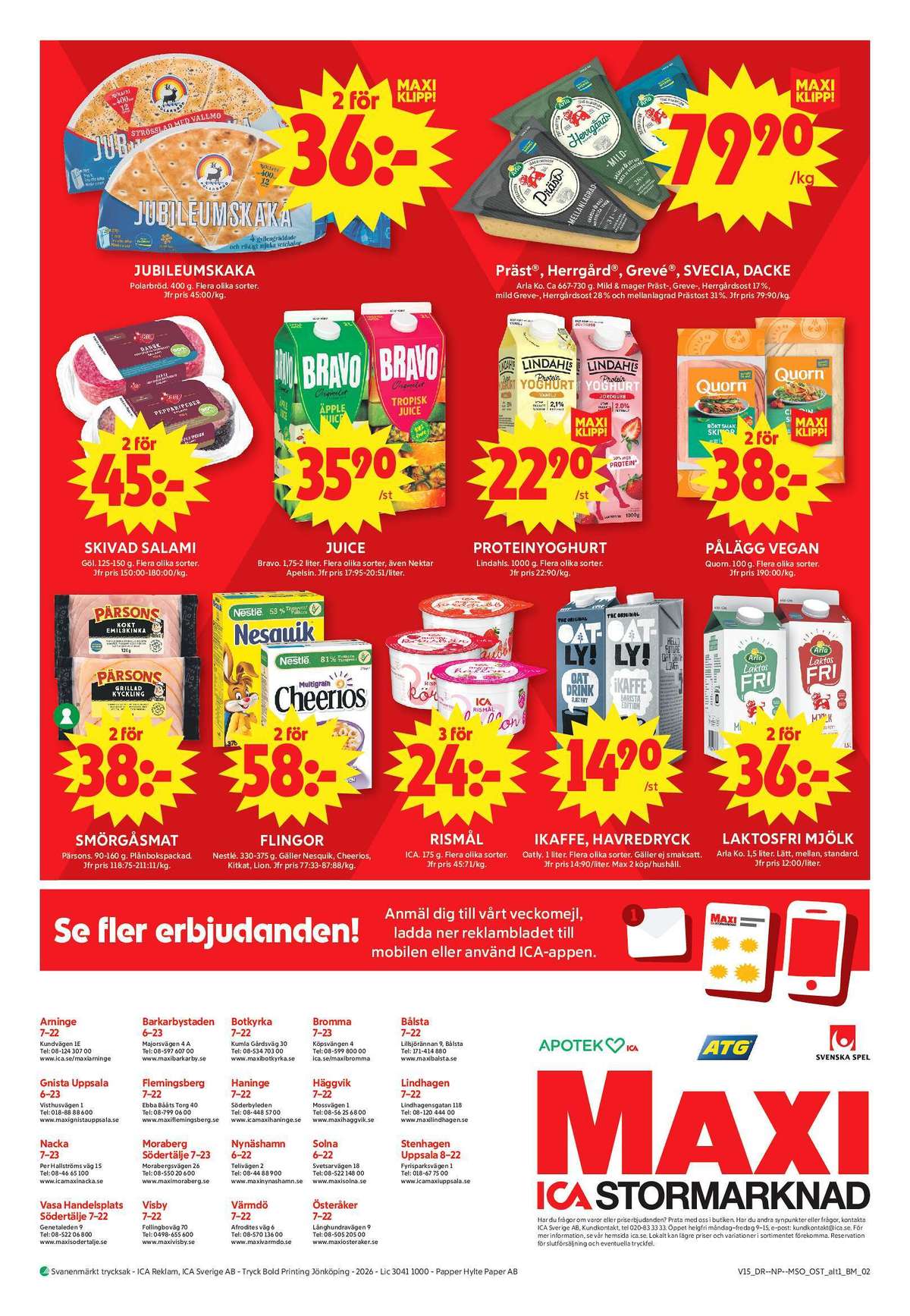 Se ICA Maxi reklamblad för vecka 15 på Kampanjveckan.se. Se bra erbjudanden på många varor, t.ex. havredryck oatly ikaffe eller mellanmjölk arla. Läs reklambladet här! Sida 11
