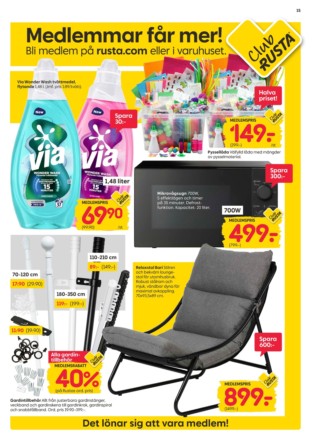 Se Rusta reklamblad för vecka 15 på Kampanjveckan.se. Se bra erbjudanden på många varor. Läs reklambladet här! Sida 15