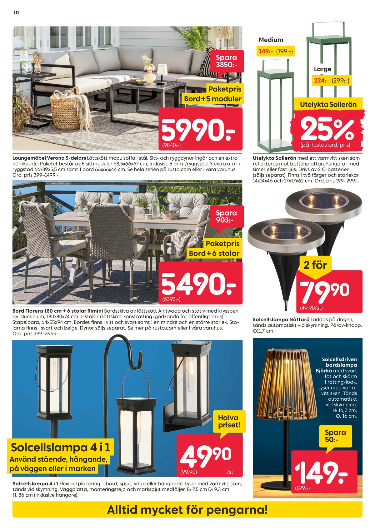 Se Rusta reklamblad för vecka 15 på Kampanjveckan.se. Se bra erbjudanden på många varor. Läs reklambladet här! Sida 10