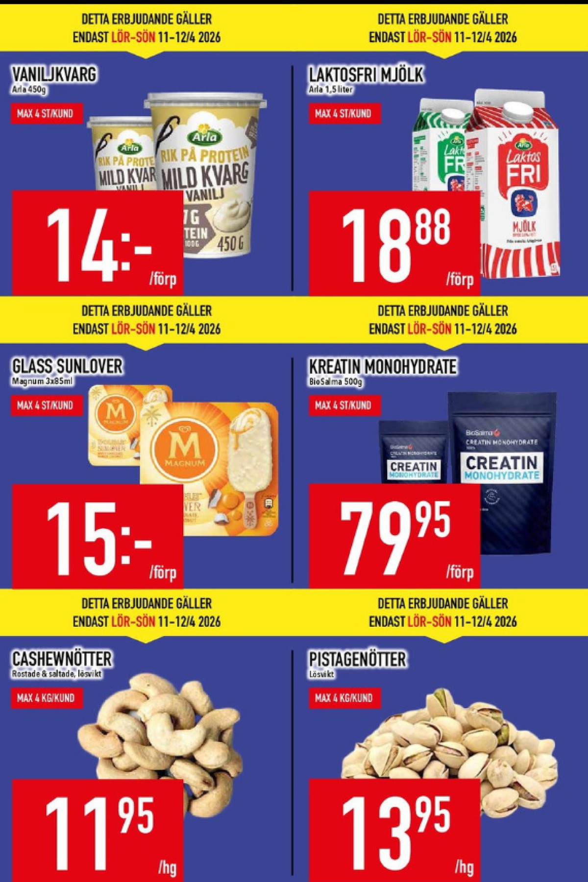 Se MatDax reklamblad för vecka 15 på Kampanjveckan.se. Se bra erbjudanden på många varor, t.ex. kvarg arla eller cashewnötter okänd. Läs reklambladet här! Sida 5

