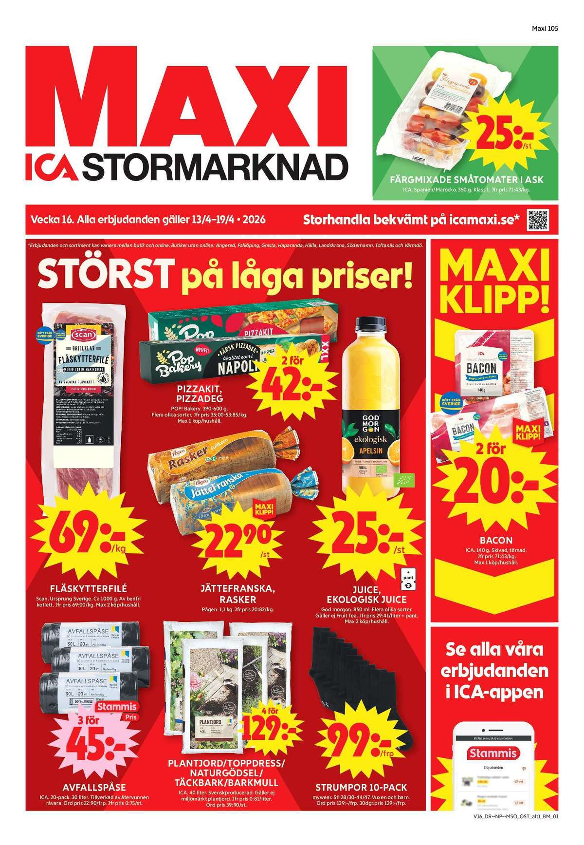 Se ICA Maxi reklamblad för vecka 16 på Kampanjveckan.se. Se bra erbjudanden på många varor, t.ex. avfallspåsar ica eller långfranska jättefranska. Läs reklambladet här! Sida 1
