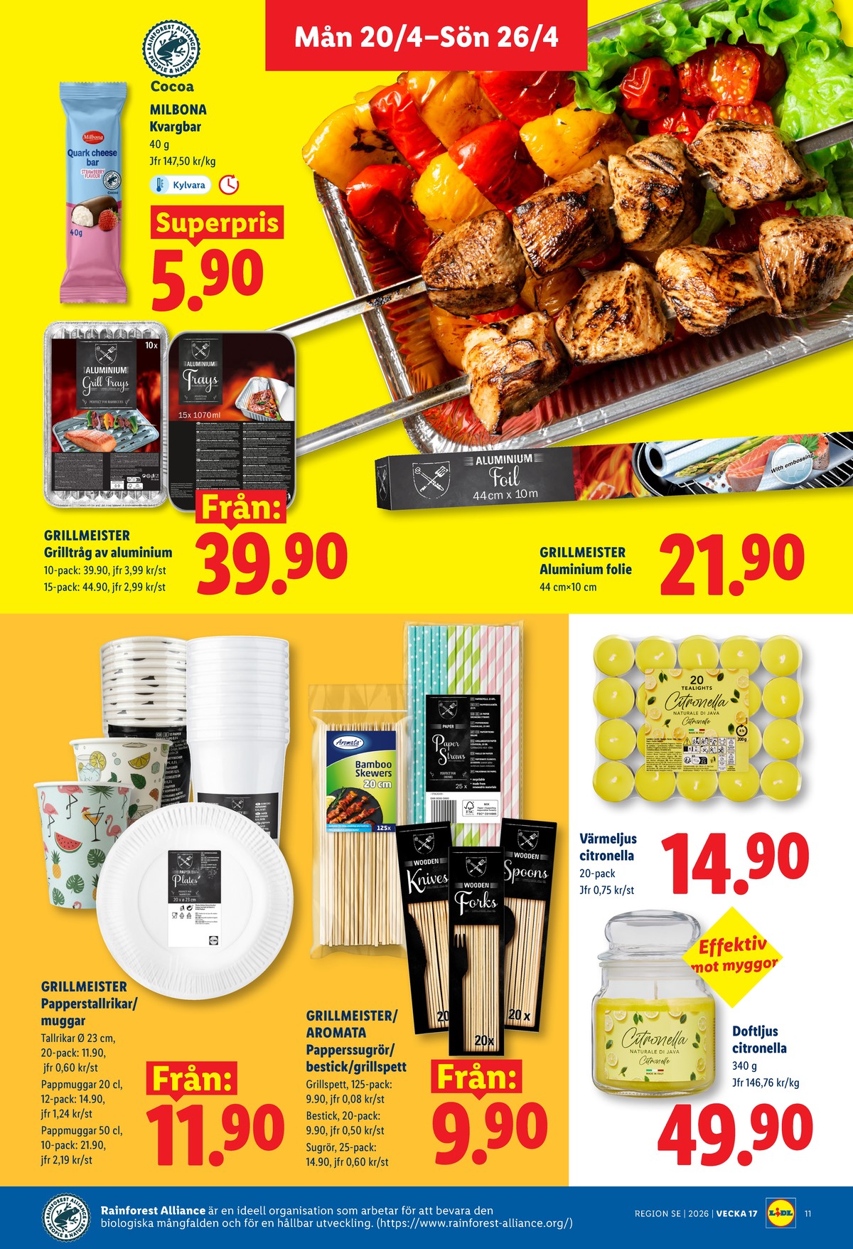 Se Lidl reklamblad för vecka 17 på Kampanjveckan.se. Se bra erbjudanden på många varor, t.ex. doftvärmeljus okänd eller bars milbona. Läs reklambladet här! Sida 12
