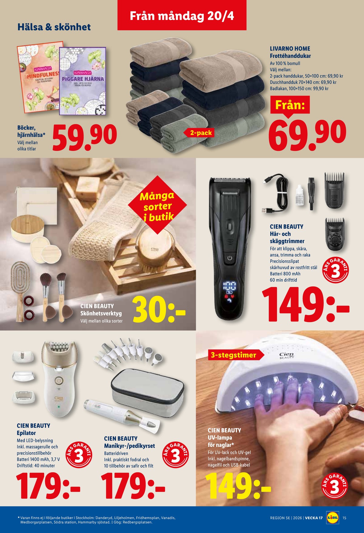 Se Lidl reklamblad för vecka 17 på Kampanjveckan.se. Se bra erbjudanden på många varor, t.ex. trimmer cien eller böcker okänd. Läs reklambladet här! Sida 17
