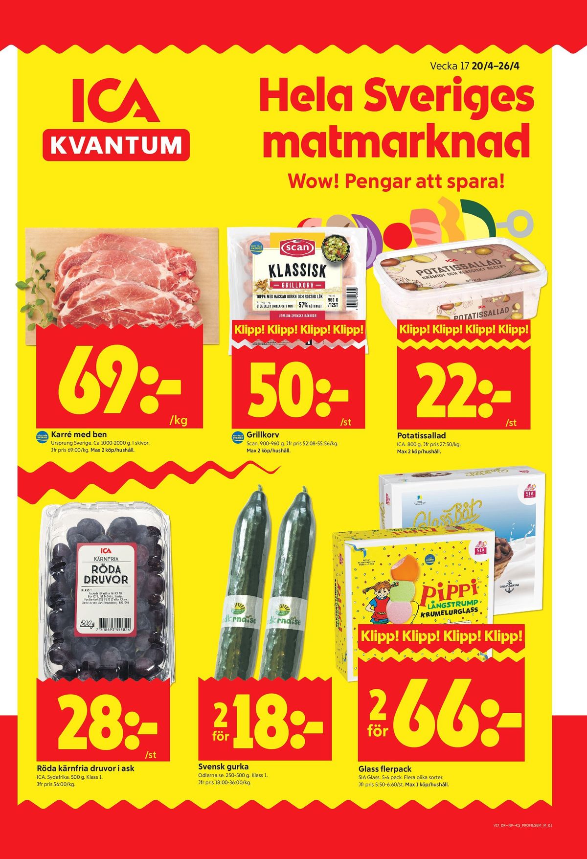 Se ICA Kvantum reklamblad för vecka 17 på Kampanjveckan.se. Se bra erbjudanden på många varor, t.ex. glassbåtar sia eller karrékotlett okänd. Läs reklambladet här! Sida 1
