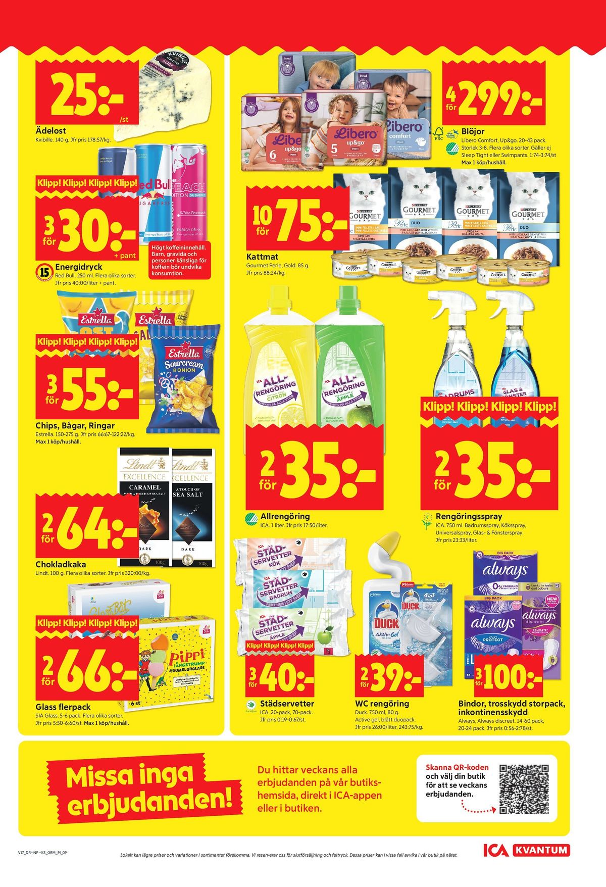 Se ICA Kvantum reklamblad för vecka 17 på Kampanjveckan.se. Se bra erbjudanden på många varor, t.ex. glassbåtar sia eller wc rent duck. Läs reklambladet här! Sida 9
