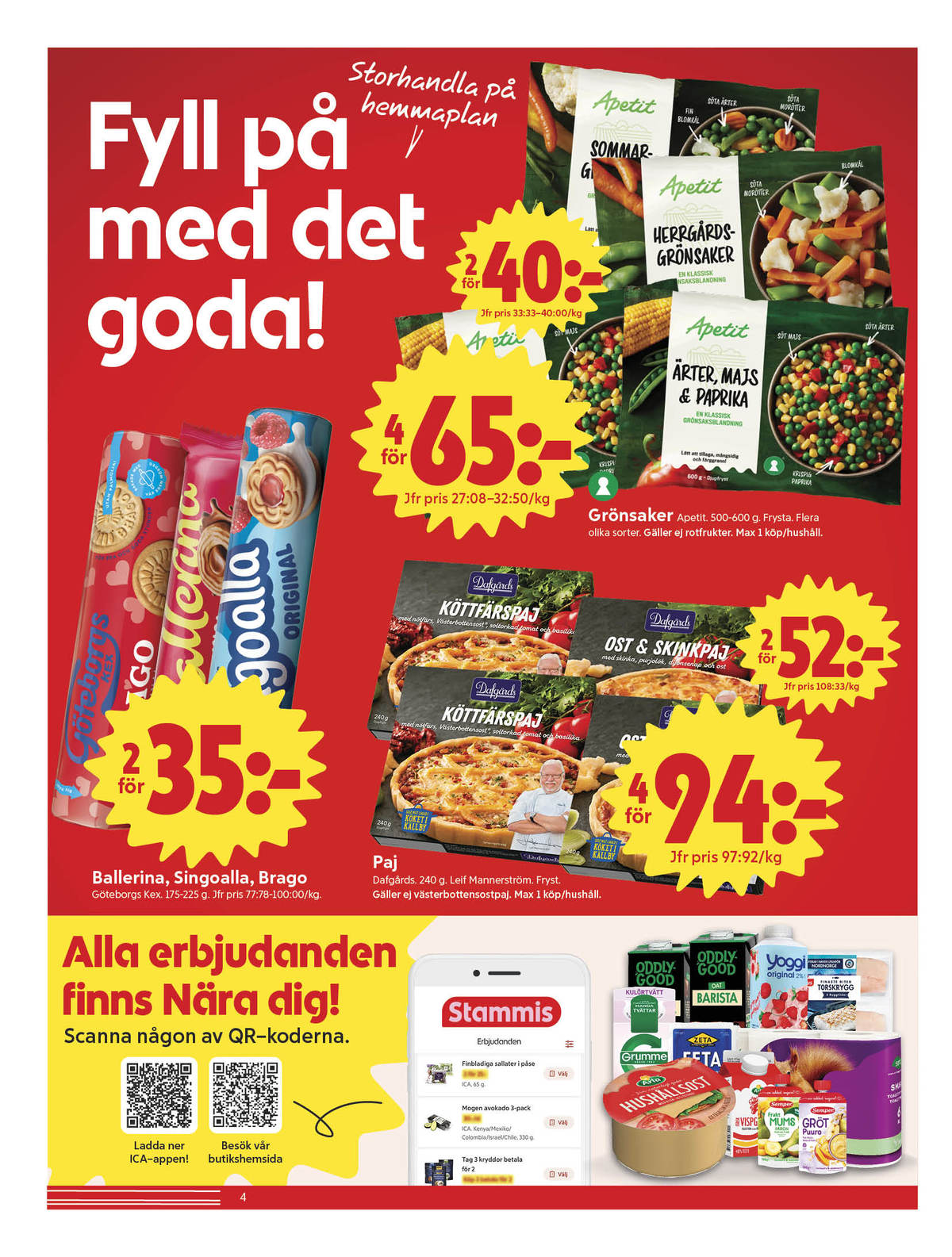 Se ICA Nära reklamblad för vecka 17 på Kampanjveckan.se. Se bra erbjudanden på många varor, t.ex. kaffekex ballerina eller herrgårdsgrönsaker apetit. Läs reklambladet här! Sida 4
