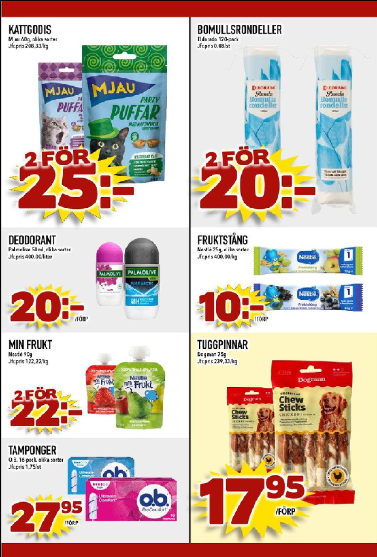 Se MatDax reklamblad för vecka 17 på Kampanjveckan.se. Se bra erbjudanden på många varor, t.ex. fruktstång nestlé eller tuggpinnar dogman. Läs reklambladet här! Sida 21
