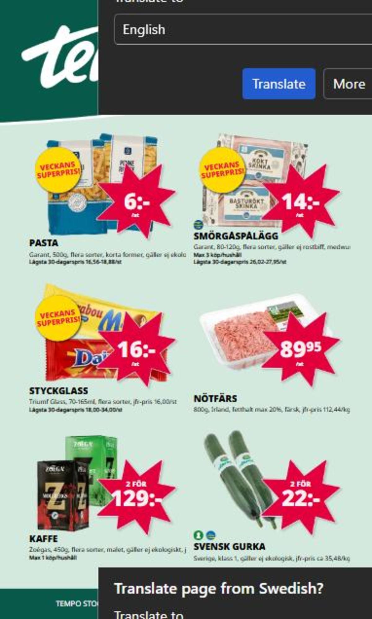 Se Tempo reklamblad för vecka 17 på Kampanjveckan.se. Se bra erbjudanden på många varor. Läs reklambladet här! Sida 1