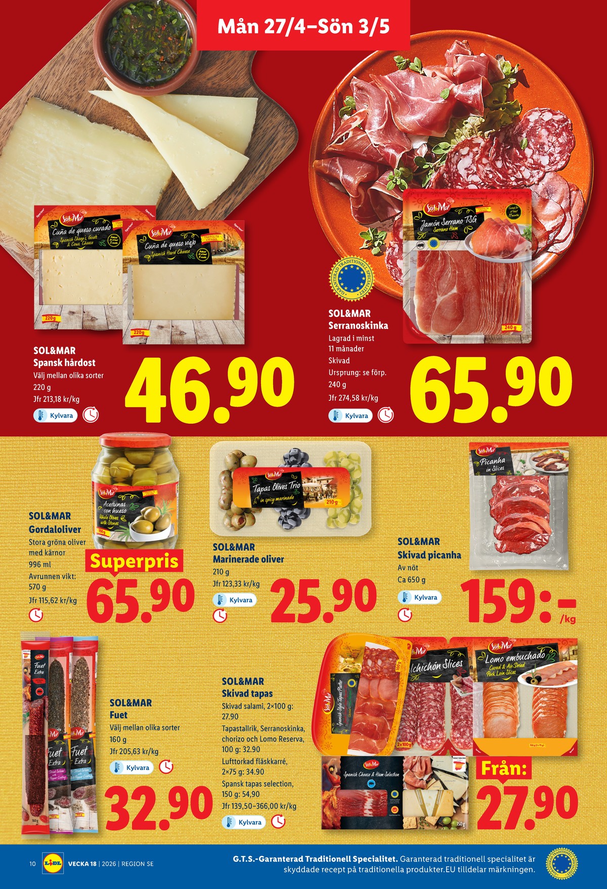 Se Lidl reklamblad för vecka 18 på Kampanjveckan.se. Se bra erbjudanden på många varor, t.ex. fuet sol & mar eller salami sol & mar. Läs reklambladet här! Sida 12
