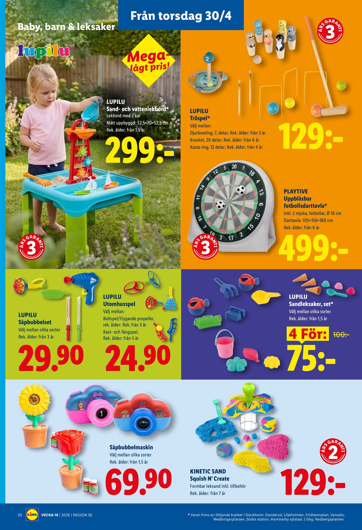 Se Lidl reklamblad för vecka 18 på Kampanjveckan.se. Se bra erbjudanden på många varor, t.ex. såpbubblemaskin okänd eller utomhusleksaker lupilu. Läs reklambladet här! Sida 23
