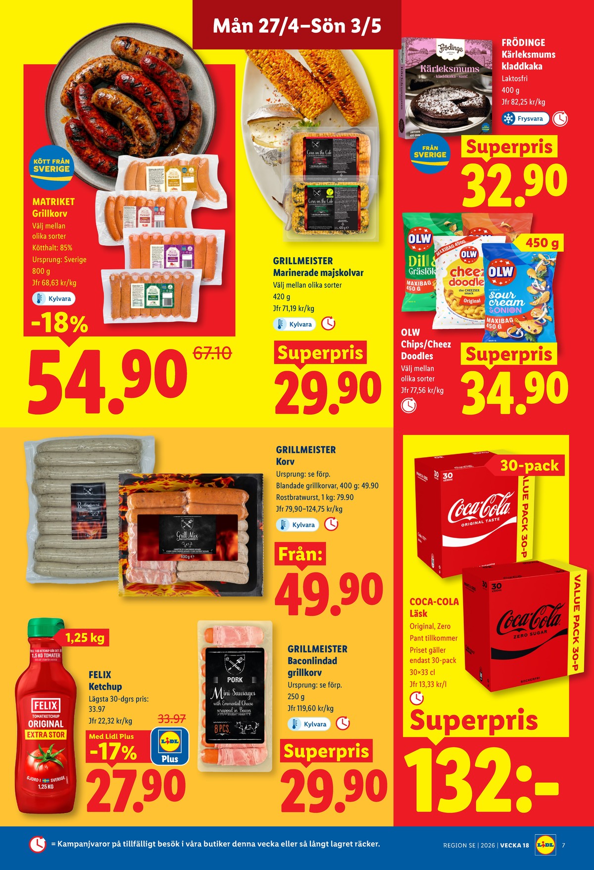Se Lidl reklamblad för vecka 18 på Kampanjveckan.se. Se bra erbjudanden på många varor, t.ex. ketchup felix eller bratwurst grillmeister. Läs reklambladet här! Sida 7
