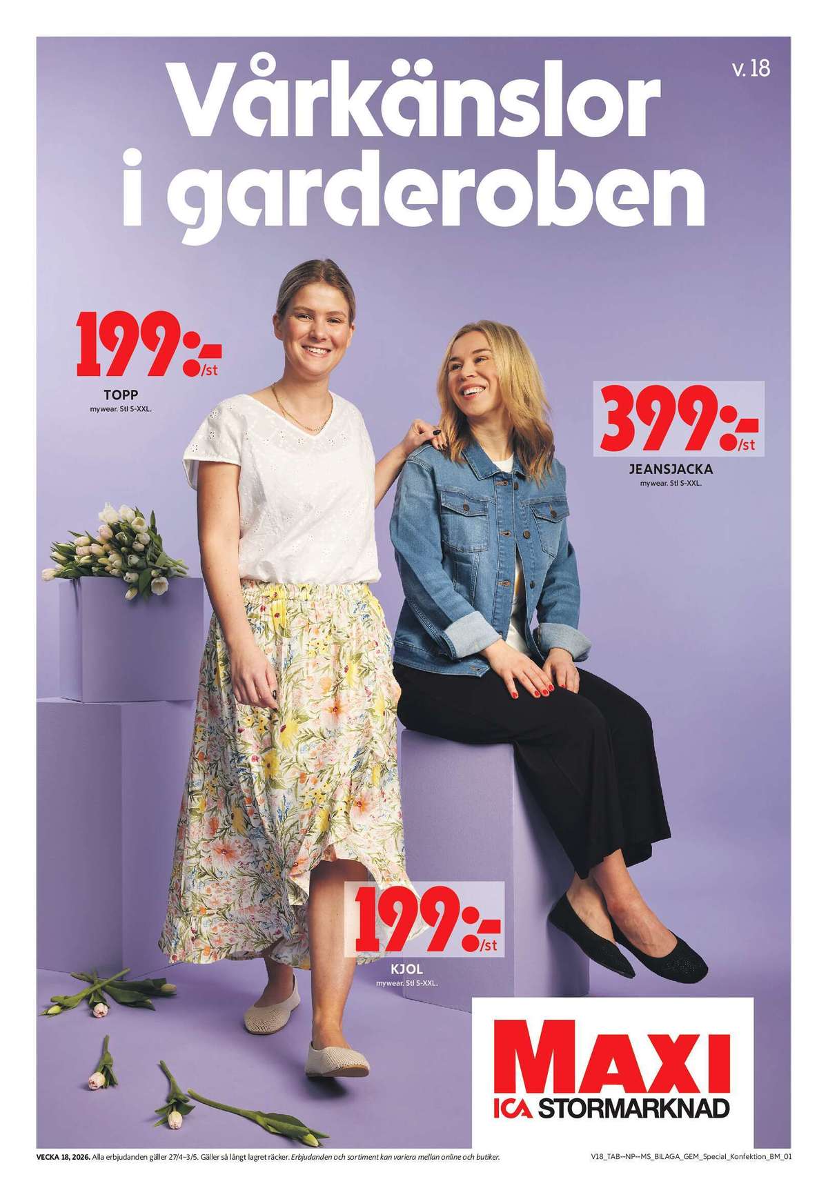 Se ICA Maxi reklamblad för vecka 18 på Kampanjveckan.se. Se bra erbjudanden på många varor, t.ex. toppar mywear eller jackor mywear. Läs reklambladet här! Sida 17
