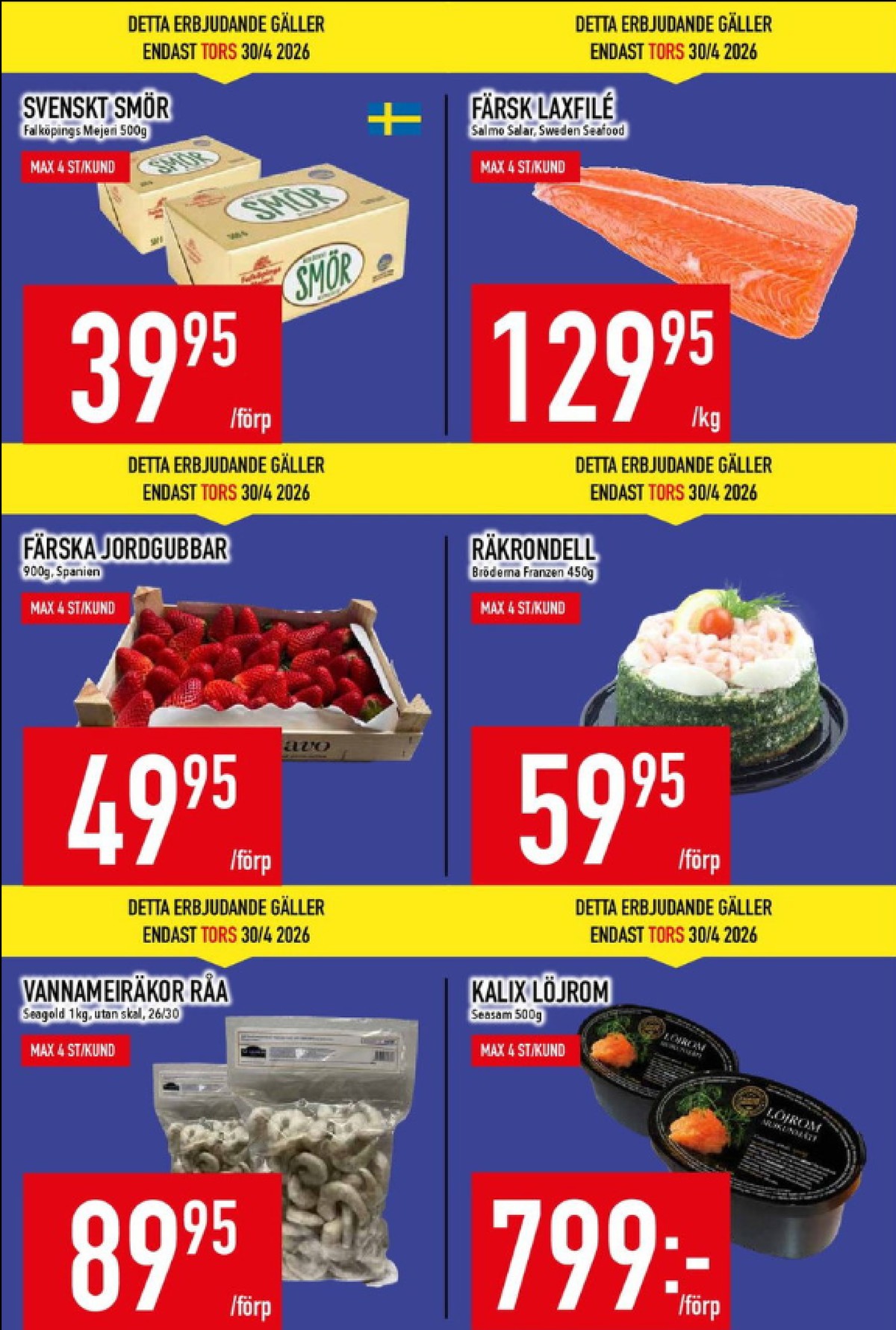 Se MatDax reklamblad för vecka 18 på Kampanjveckan.se. Se bra erbjudanden på många varor, t.ex. vannameiräkor seagold eller jordgubbar okänd. Läs reklambladet här! Sida 4
