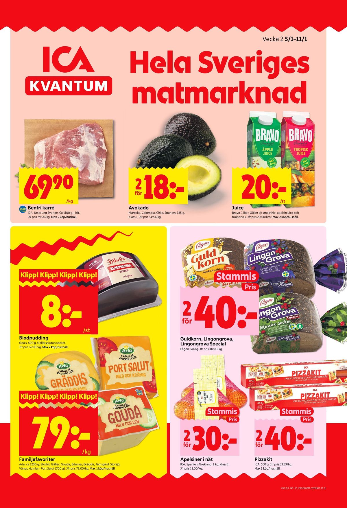 Se ICA Kvantum reklamblad för vecka 2 på Kampanjveckan.se. Se bra erbjudanden på många varor, t.ex. karré okänd eller avocado okänd. Läs reklambladet här! Sida 1
