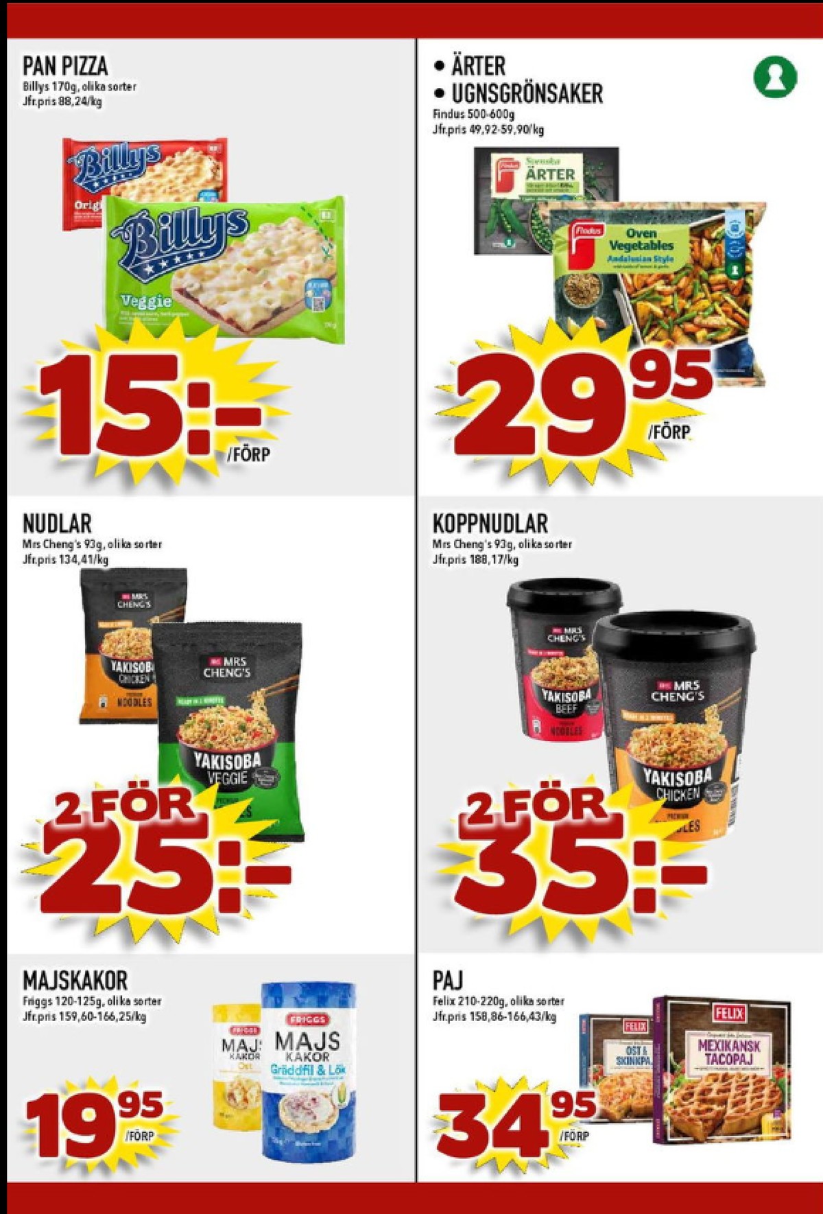 Se MatDax reklamblad för vecka 2 på Kampanjveckan.se. Se bra erbjudanden på många varor, t.ex. nudelrätter mrs cheng eller majskakor friggs. Läs reklambladet här! Sida 20
