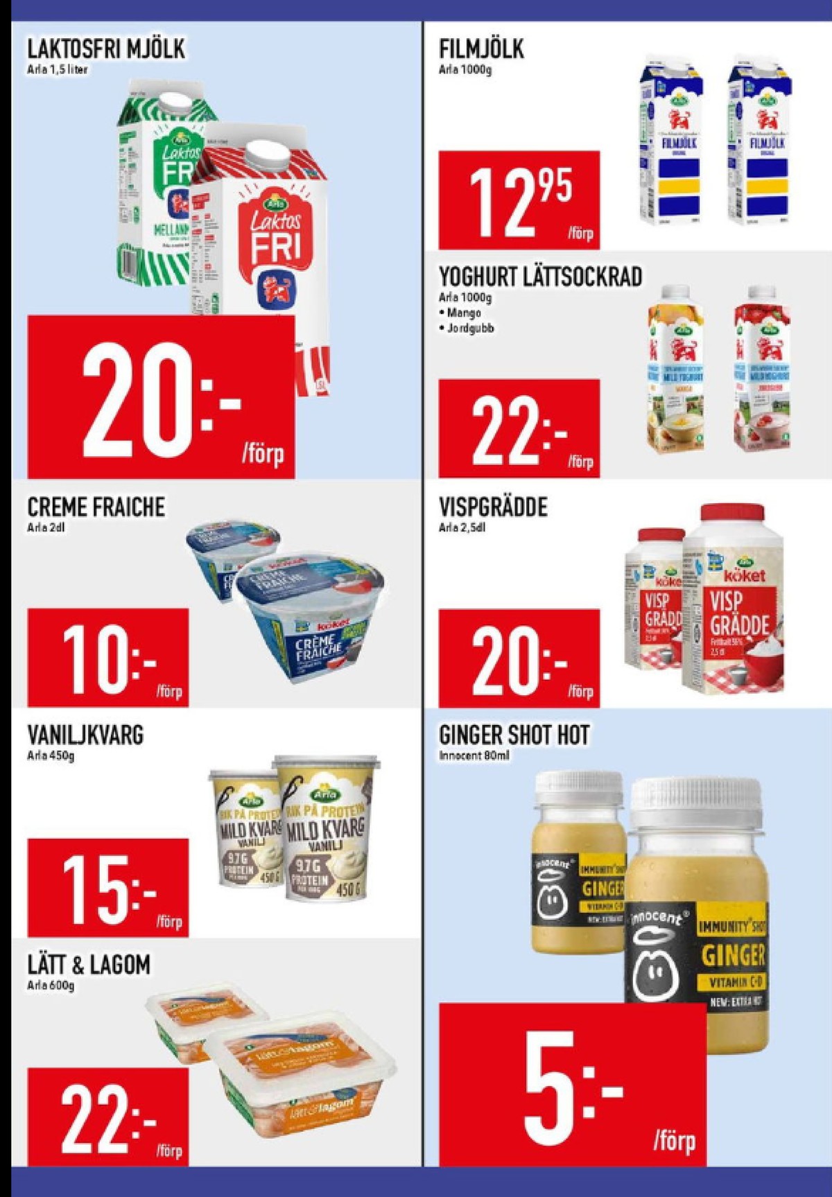 Se MatDax reklamblad för vecka 2 på Kampanjveckan.se. Se bra erbjudanden på många varor, t.ex. mellanmjölk arla eller vispgrädde arla köket. Läs reklambladet här! Sida 8
