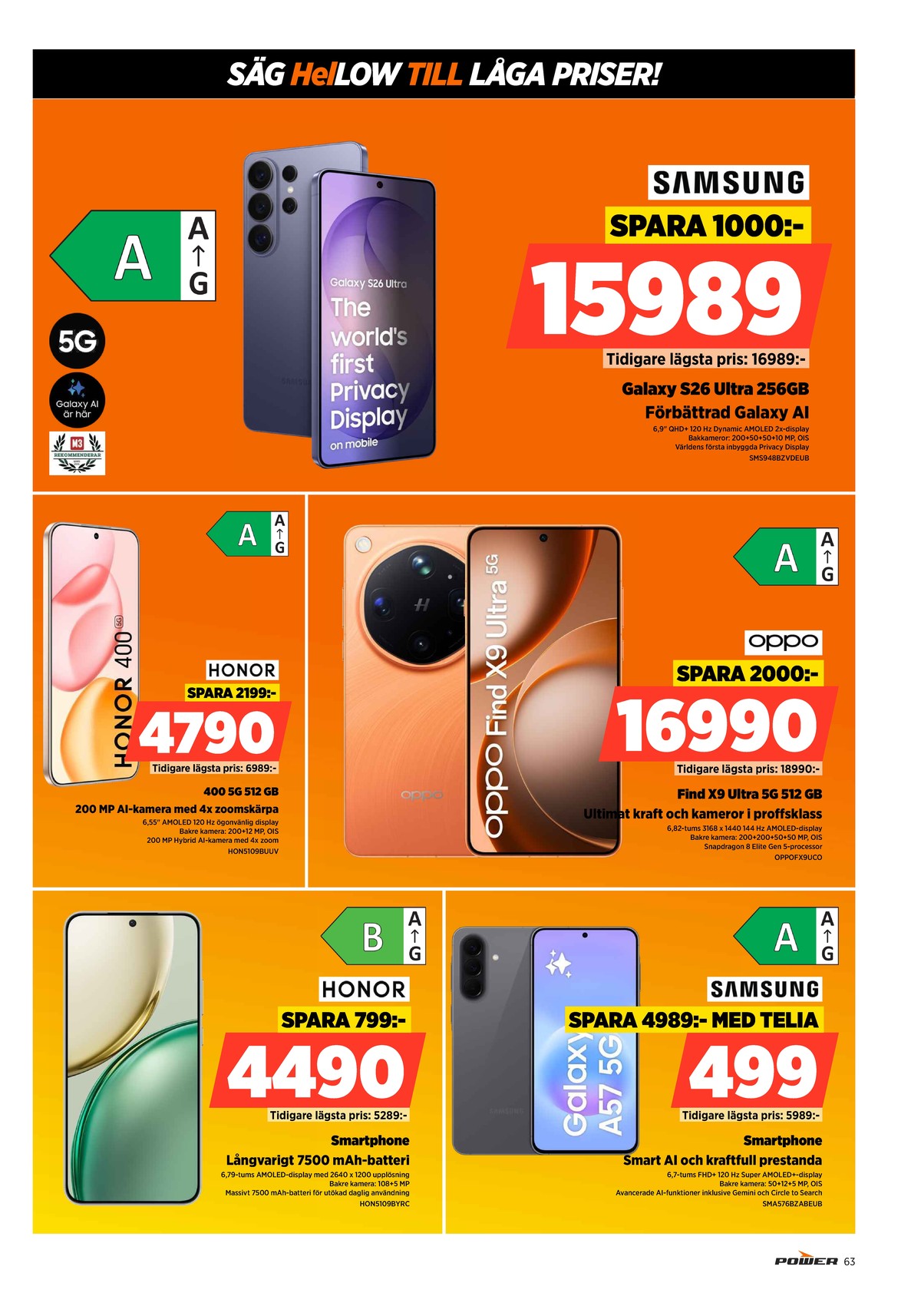 Se Power reklamblad för vecka 20 på Kampanjveckan.se. Se bra erbjudanden på många varor. Läs reklambladet här! Sida 63