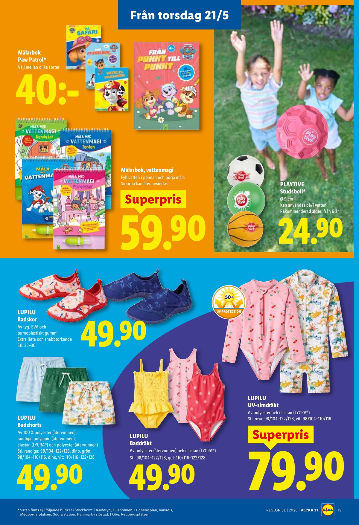 Se Lidl reklamblad för vecka 21 på Kampanjveckan.se. Se bra erbjudanden på många varor, t.ex. badshorts lupilu eller målarböcker okänd. Läs reklambladet här! Sida 22
