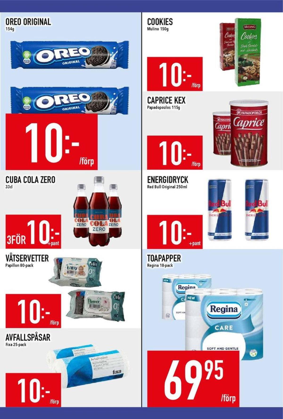 Se MatDax reklamblad för vecka 21 på Kampanjveckan.se. Se bra erbjudanden på många varor, t.ex. toalettpapper care eller energidryck red bull. Läs reklambladet här! Sida 17
