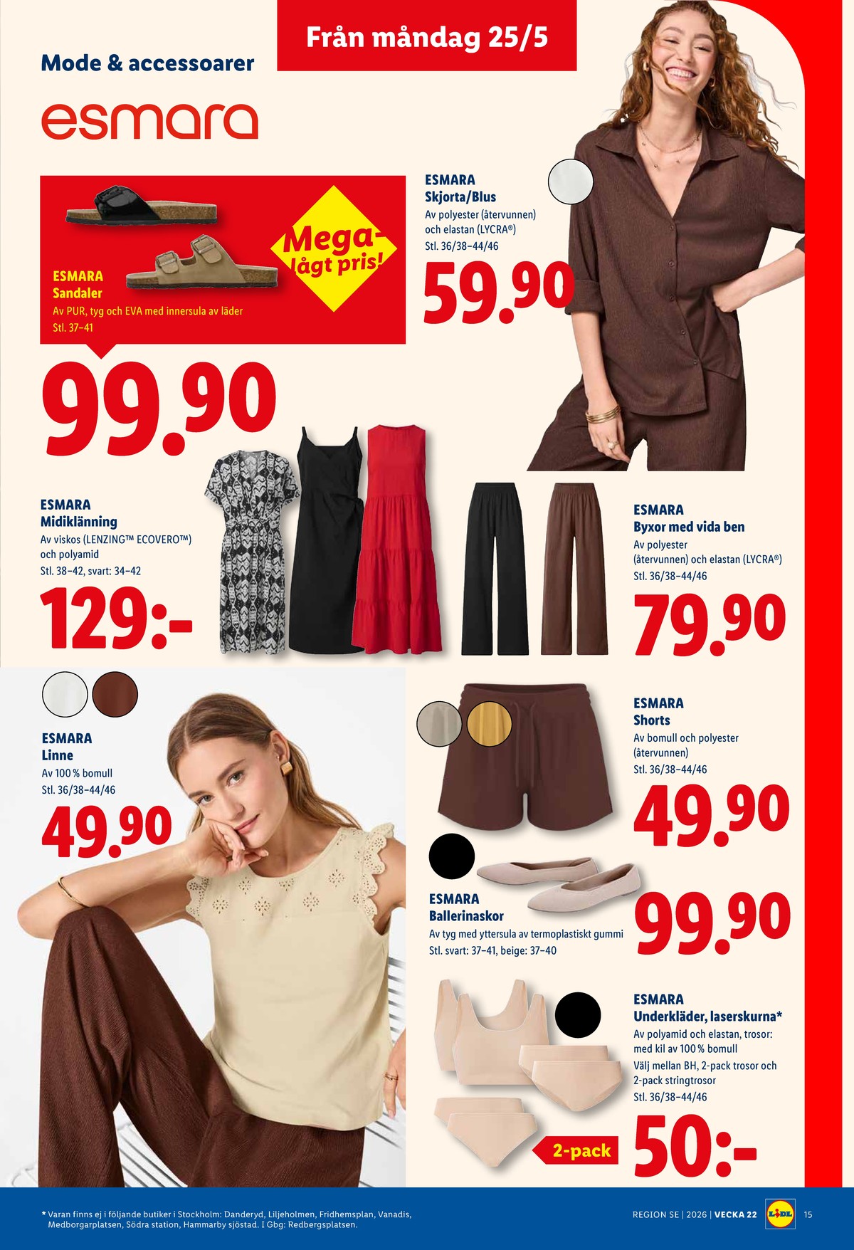 Se Lidl reklamblad för vecka 22 på Kampanjveckan.se. Se bra erbjudanden på många varor, t.ex. damsandal esmara eller damskor esmara. Läs reklambladet här! Sida 18
