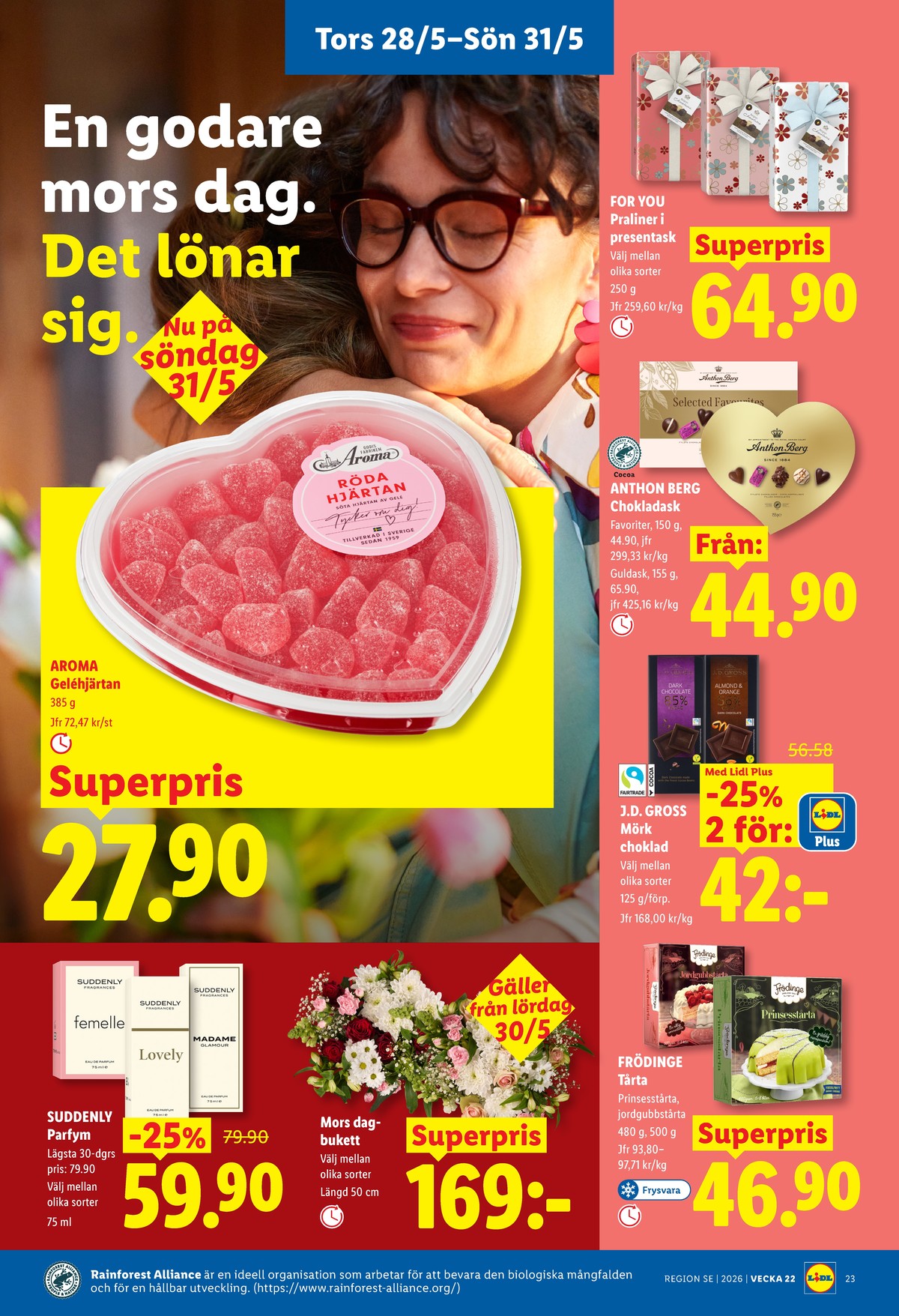 Se Lidl reklamblad för vecka 22 på Kampanjveckan.se. Se bra erbjudanden på många varor, t.ex. chokladkaka almond & orange j d gross eller tårtor frödinge. Läs reklambladet här! Sida 27

