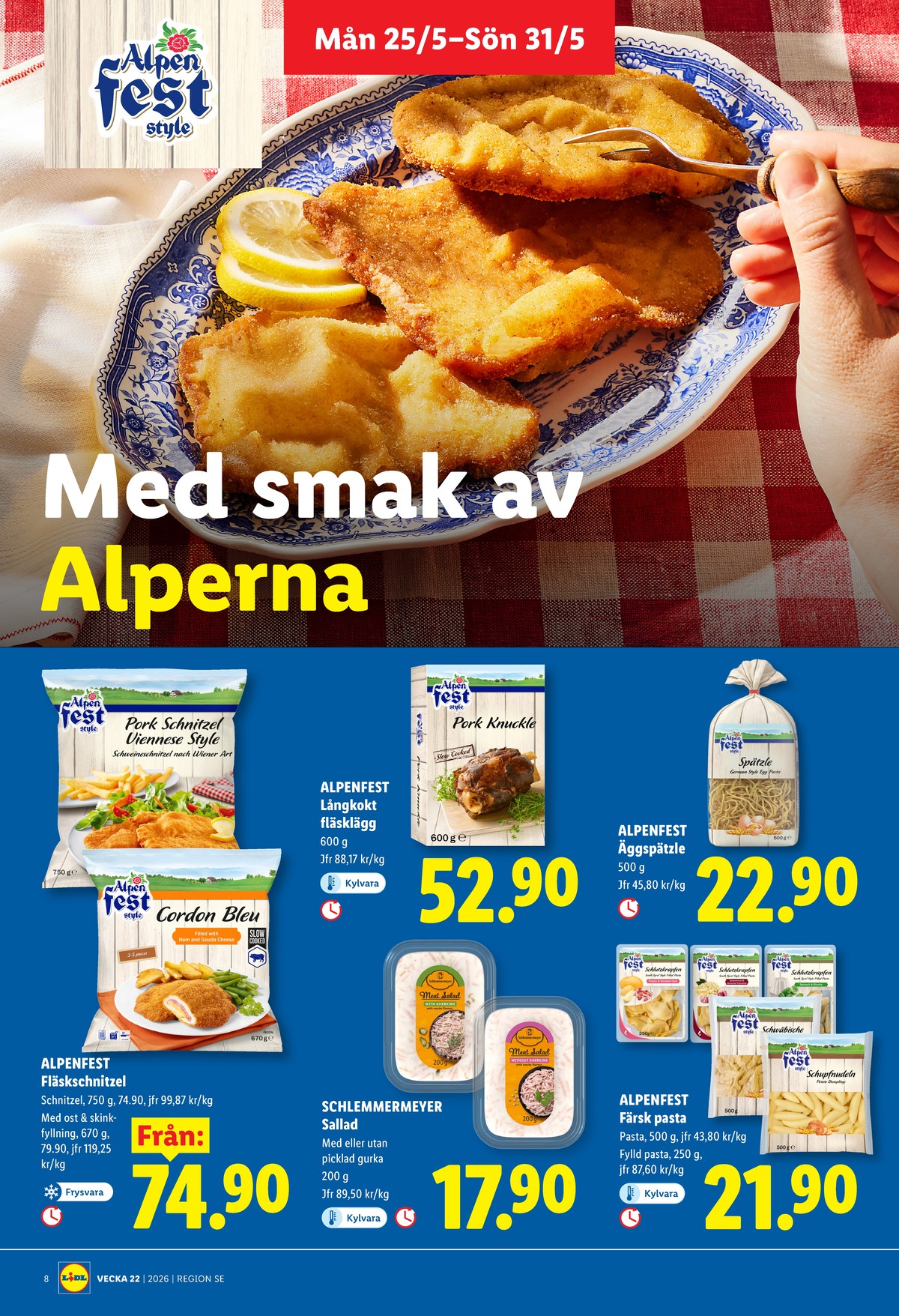 Se Lidl reklamblad för vecka 22 på Kampanjveckan.se. Se bra erbjudanden på många varor, t.ex. nudlar alpen fest eller pasta alpen fest. Läs reklambladet här! Sida 8
