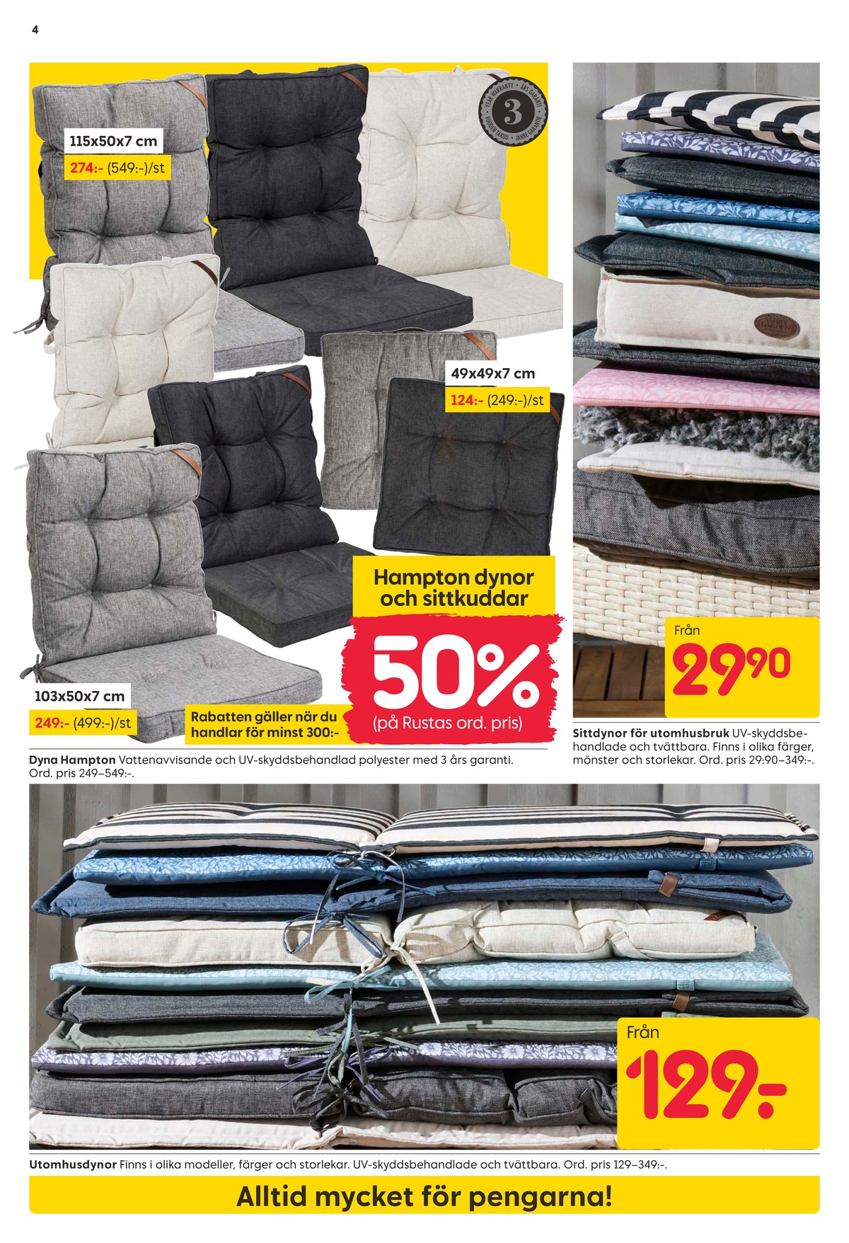 Se Rusta reklamblad för vecka 22 på Kampanjveckan.se. Se bra erbjudanden på många varor. Läs reklambladet här! Sida 4