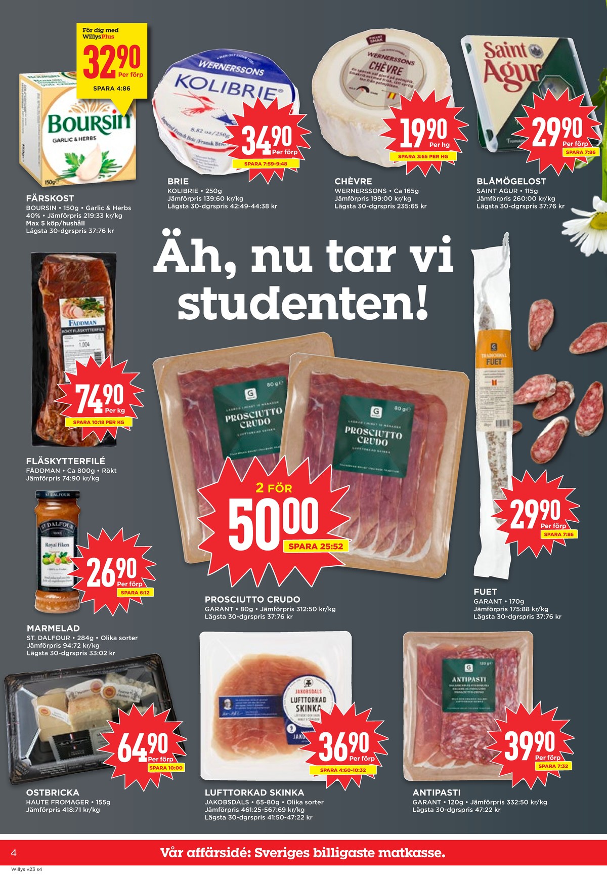 Se WILLY:S reklamblad för vecka 23 på Kampanjveckan.se. Se bra erbjudanden på många varor, t.ex. ostbricka haute fromager eller brie kolibrie. Läs reklambladet här! Sida 4
