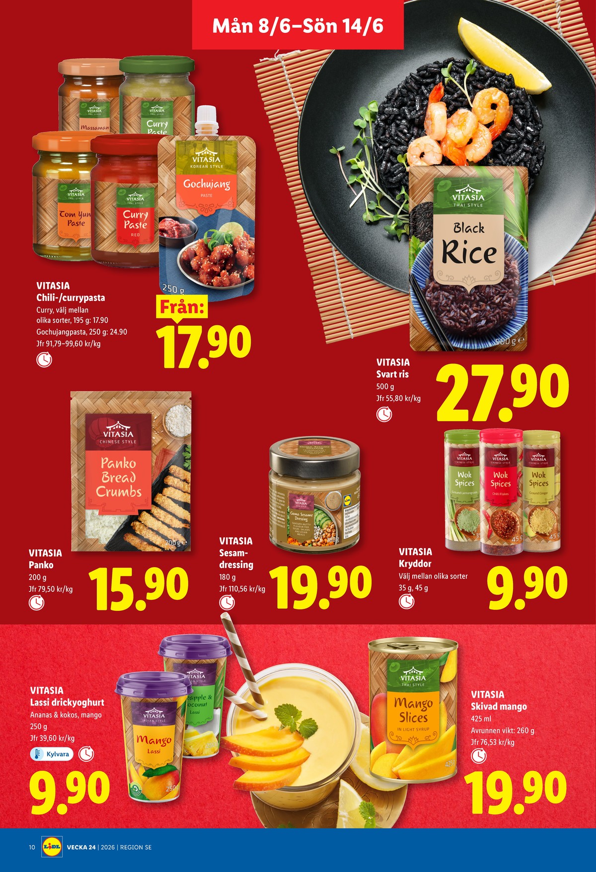 Se Lidl reklamblad för vecka 24 på Kampanjveckan.se. Se bra erbjudanden på många varor, t.ex. drickyoghurt vitasia eller kryddor vitasia. Läs reklambladet här! Sida 10
