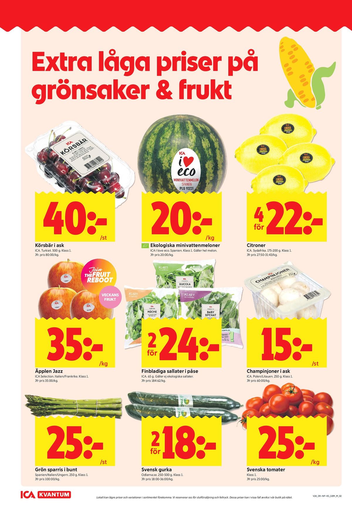 Se ICA Kvantum reklamblad för vecka 24 på Kampanjveckan.se. Se bra erbjudanden på många varor, t.ex. körsbär ica eller vattenmelon ica i love eco. Läs reklambladet här! Sida 2
