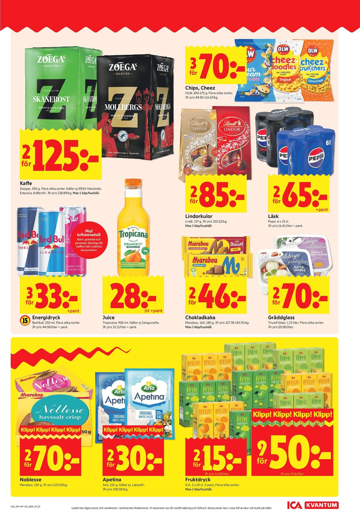 Se ICA Kvantum reklamblad för vecka 24 på Kampanjveckan.se. Se bra erbjudanden på många varor, t.ex. kaffebönor skånerost eller kaffebönor mollbergs blanding. Läs reklambladet här! Sida 3
