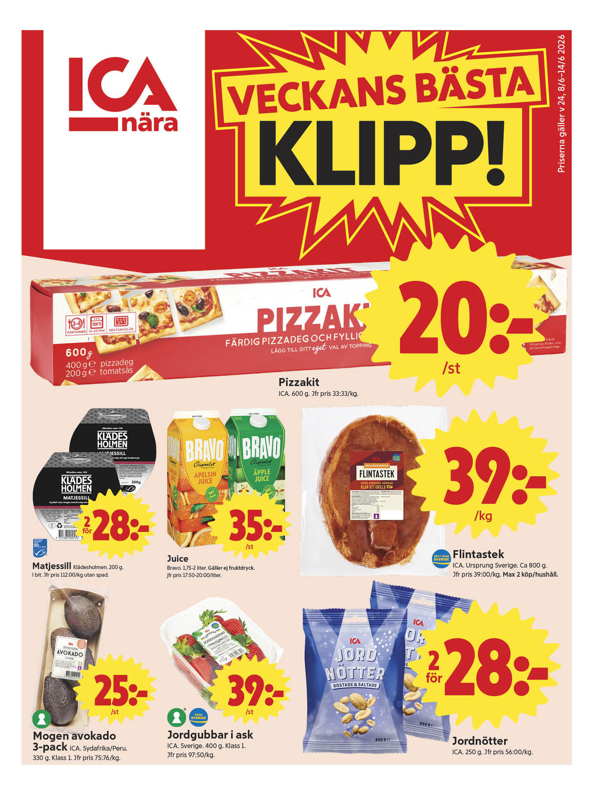 Se ICA Nära reklamblad för vecka 24 på Kampanjveckan.se. Se bra erbjudanden på många varor, t.ex. avocado ica eller jordgubbar ica. Läs reklambladet här! Sida 1
