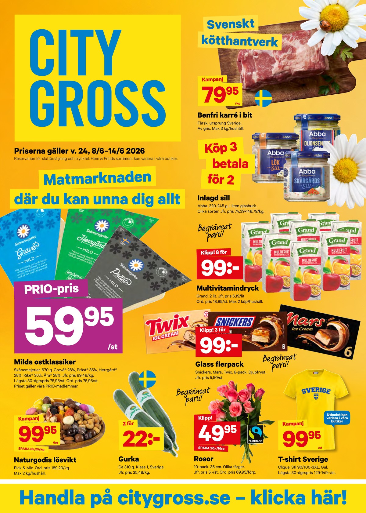 Se City Gross reklamblad för vecka 24 på Kampanjveckan.se. Se bra erbjudanden på många varor. Läs reklambladet här! Sida 1