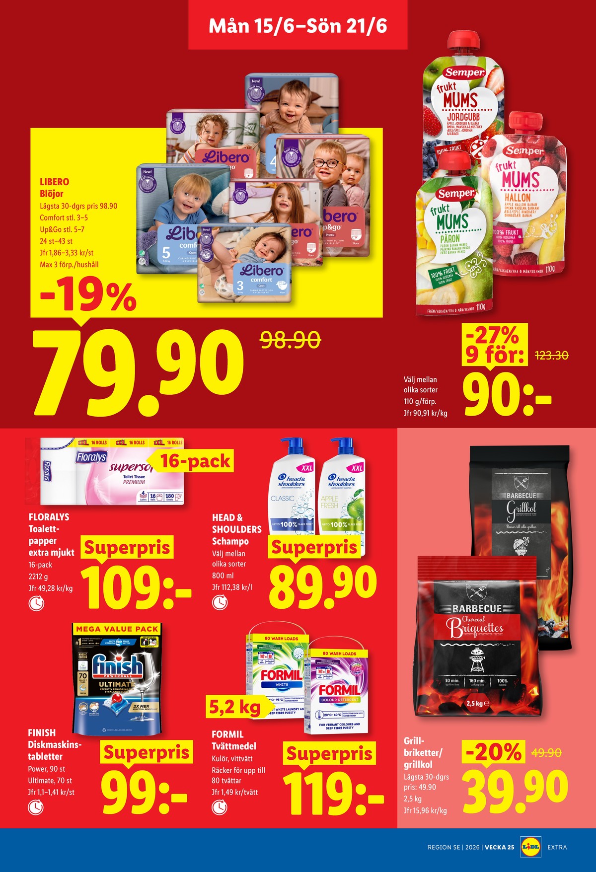 Se Lidl reklamblad för vecka 25 på Kampanjveckan.se. Se bra erbjudanden på många varor, t.ex. blöjor comfort eller barnmat semper. Läs reklambladet här! Sida 14
