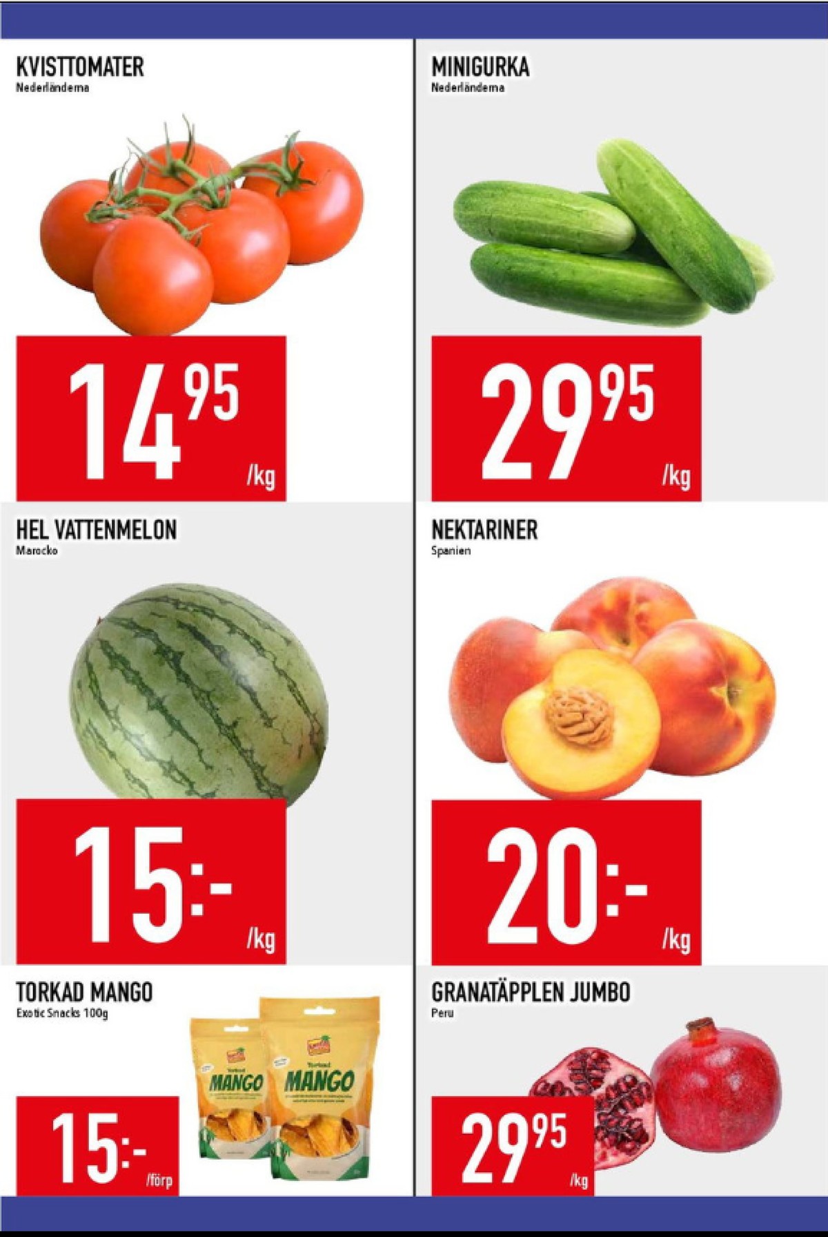 Se MatDax reklamblad för vecka 25 på Kampanjveckan.se. Se bra erbjudanden på många varor, t.ex. mango exotic snacks eller vattenmelon okänd. Läs reklambladet här! Sida 16
