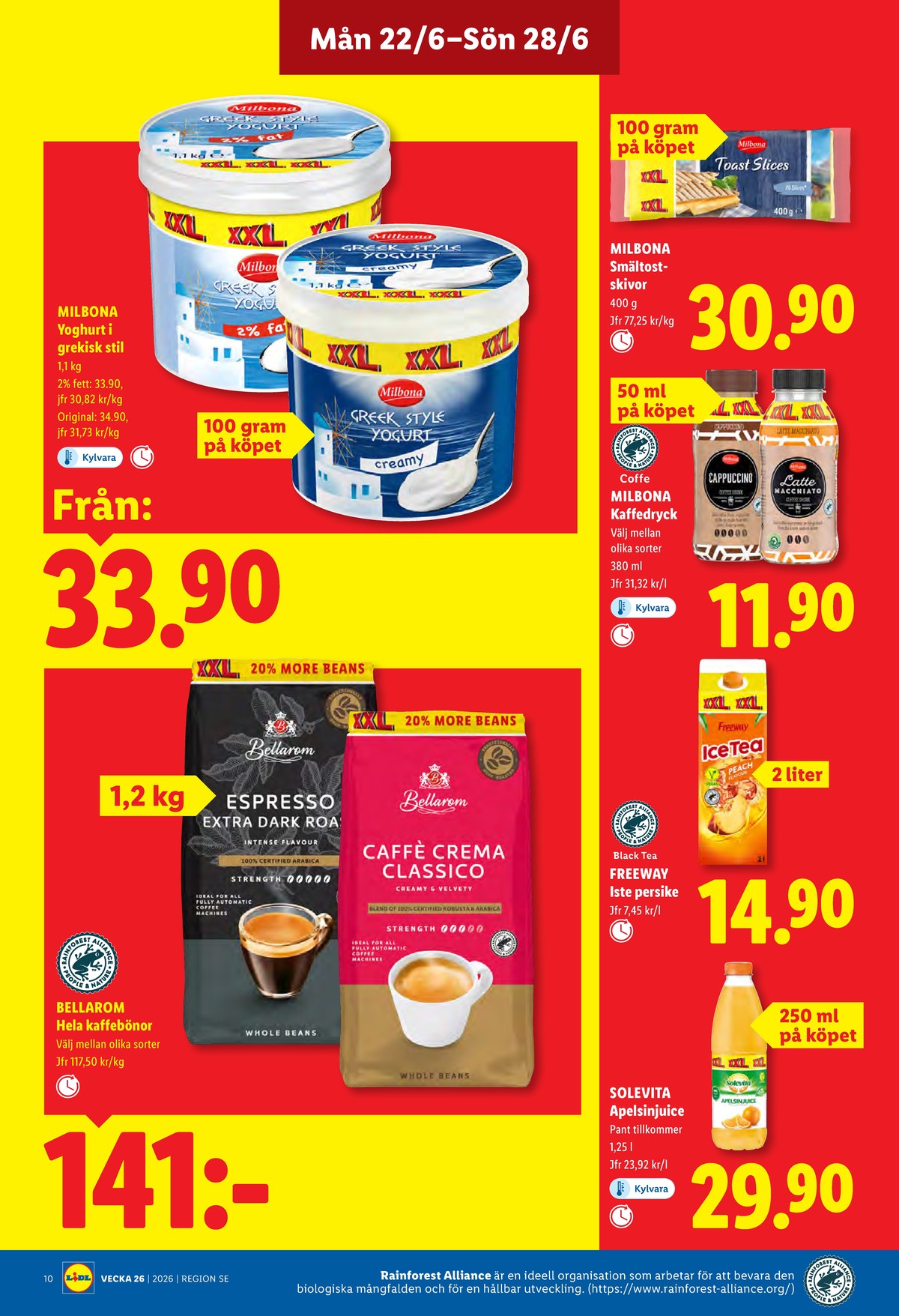 Se Lidl reklamblad för vecka 26 på Kampanjveckan.se. Se bra erbjudanden på många varor, t.ex. yoghurt milbona eller yoghurt milbona. Läs reklambladet här! Sida 10
