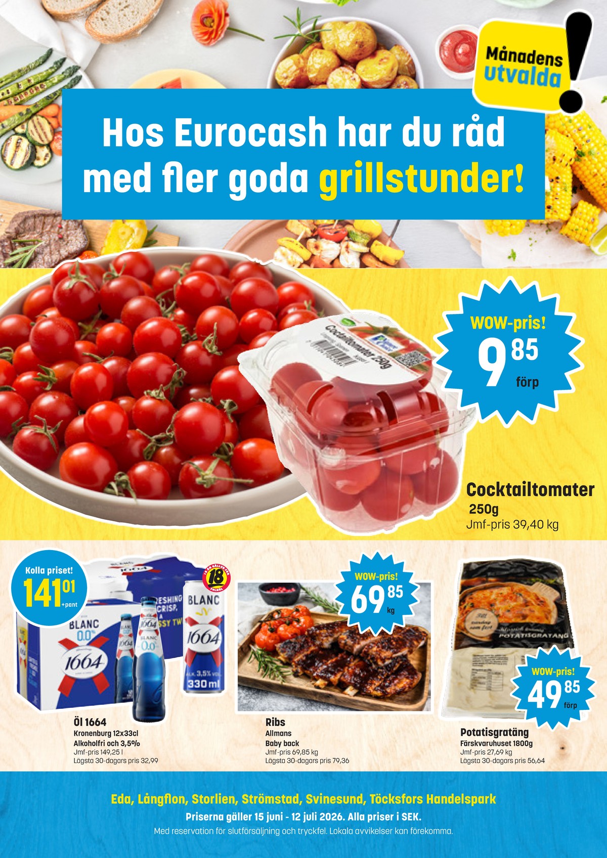 Se Eurocash reklamblad för vecka 26 på Kampanjveckan.se. Se bra erbjudanden på många varor, t.ex. cocktailtomater nature choise eller potatisgratäng färskvarehuset. Läs reklambladet här! Sida 1

