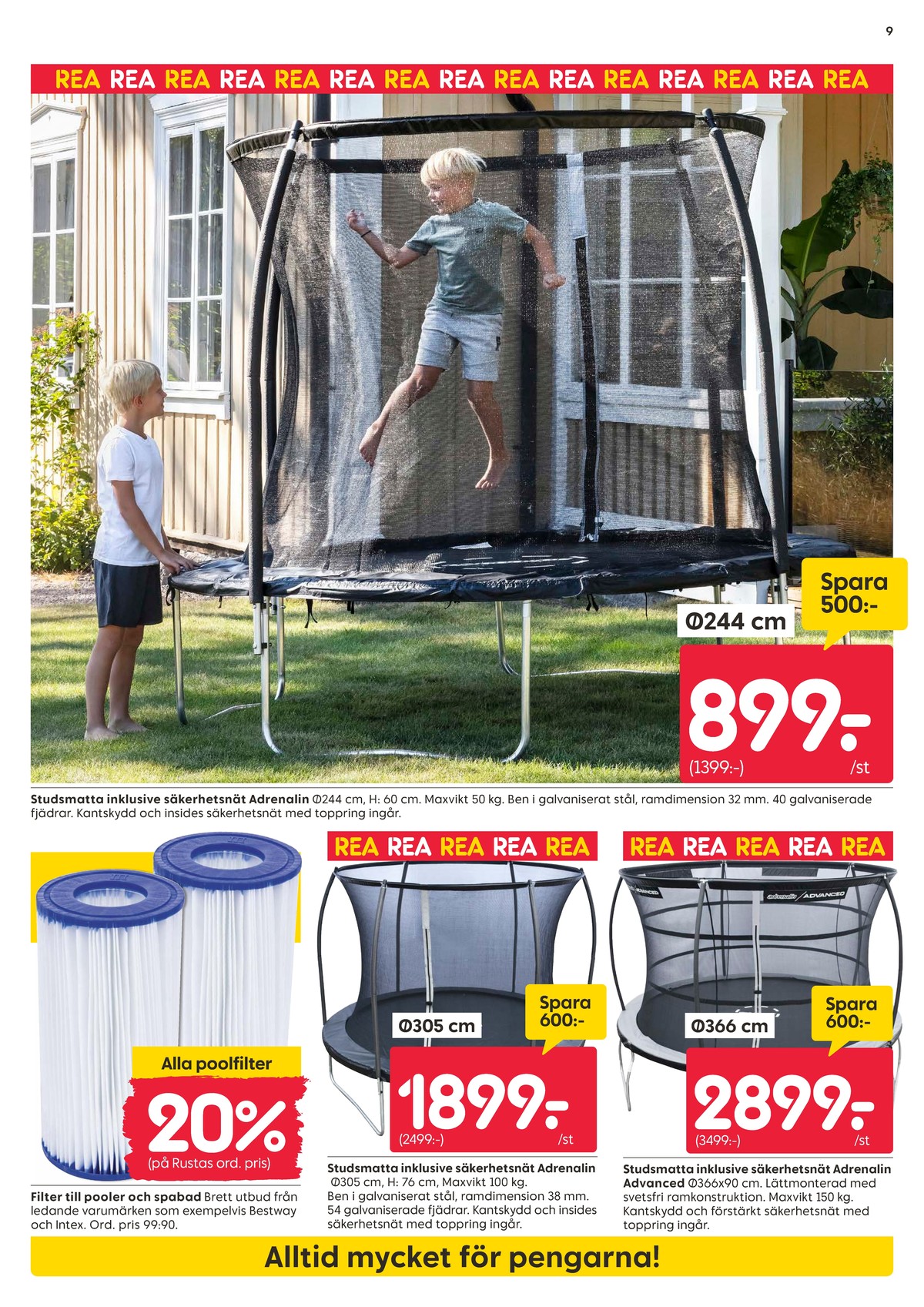 Se Rusta reklamblad för vecka 26 på Kampanjveckan.se. Se bra erbjudanden på många varor, t.ex. studsmatta/trampolin adrenalin eller studsmatta/trampolin adrenalin. Läs reklambladet här! Sida 9
