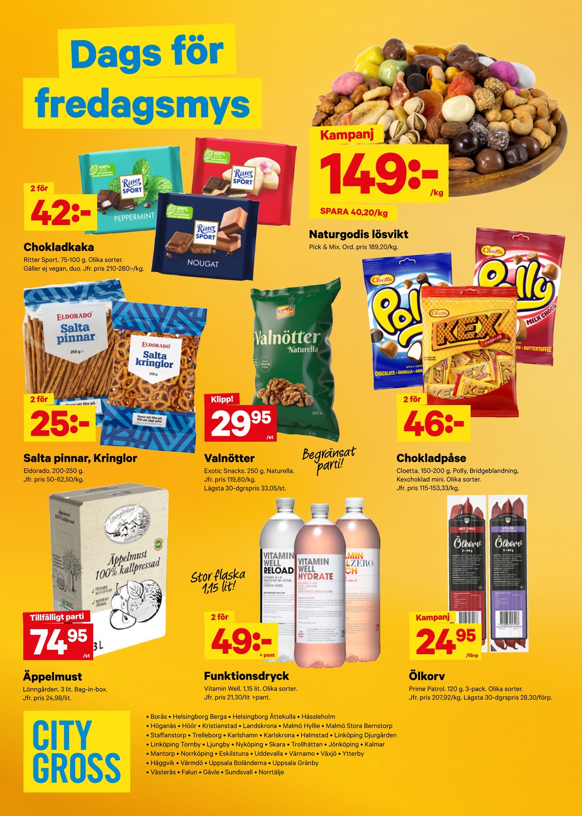 Se City Gross reklamblad för vecka 26 på Kampanjveckan.se. Se bra erbjudanden på många varor, t.ex. salta pinnar eldorado eller andra varor. Läs reklambladet här! Sida 13