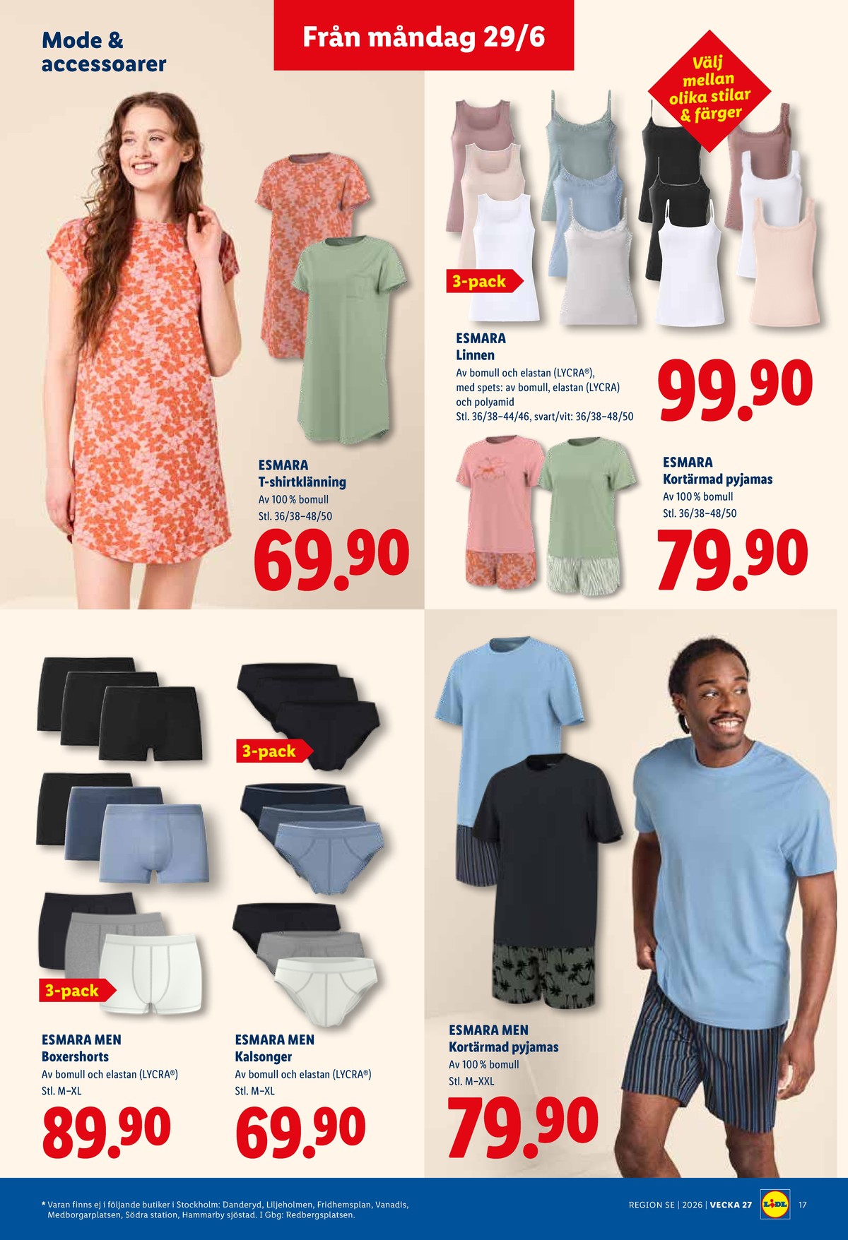Se Lidl reklamblad för vecka 27 på Kampanjveckan.se. Se bra erbjudanden på många varor, t.ex. klänning esmara eller linne esmara. Läs reklambladet här! Sida 19
